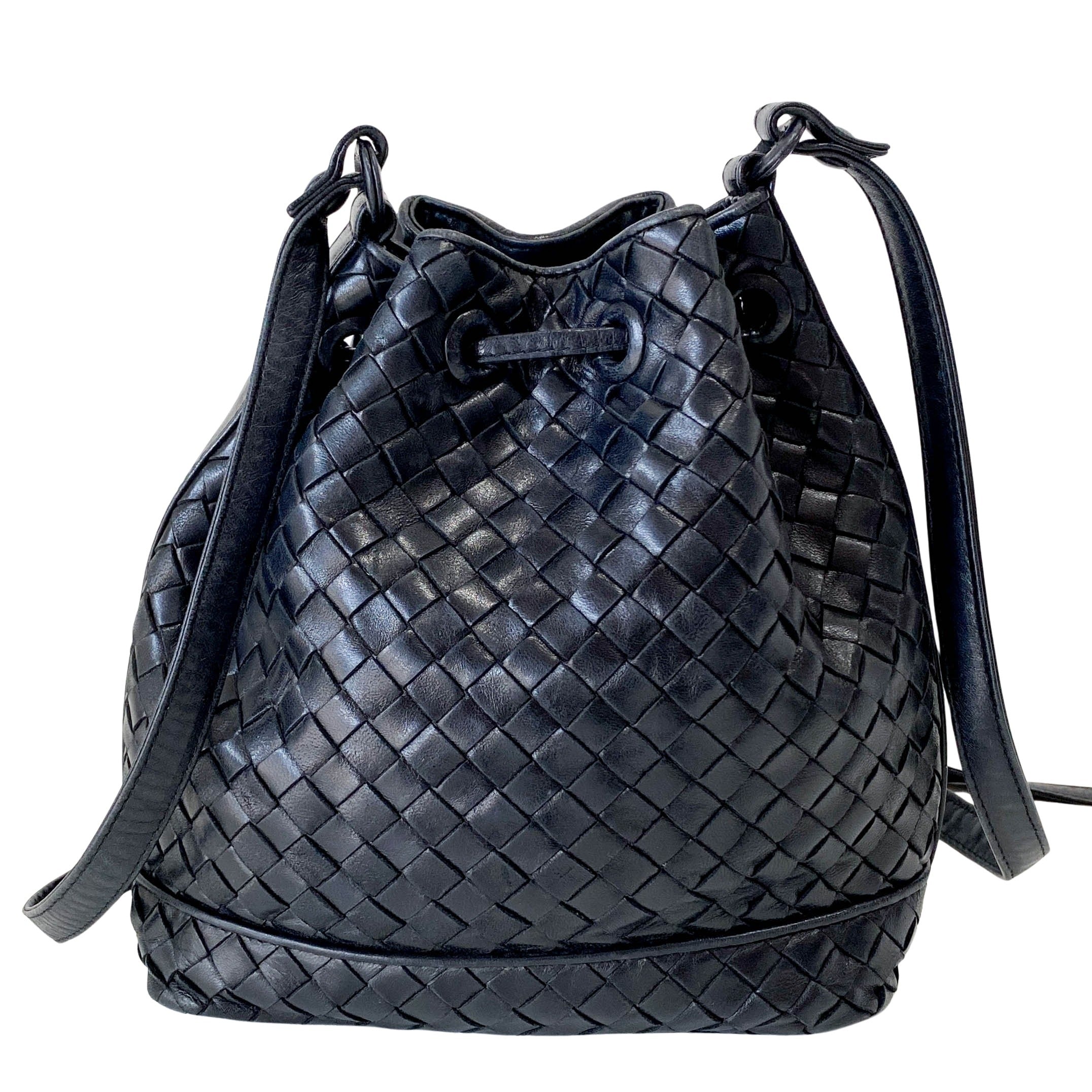 Intrecciato Black Bucket Bag