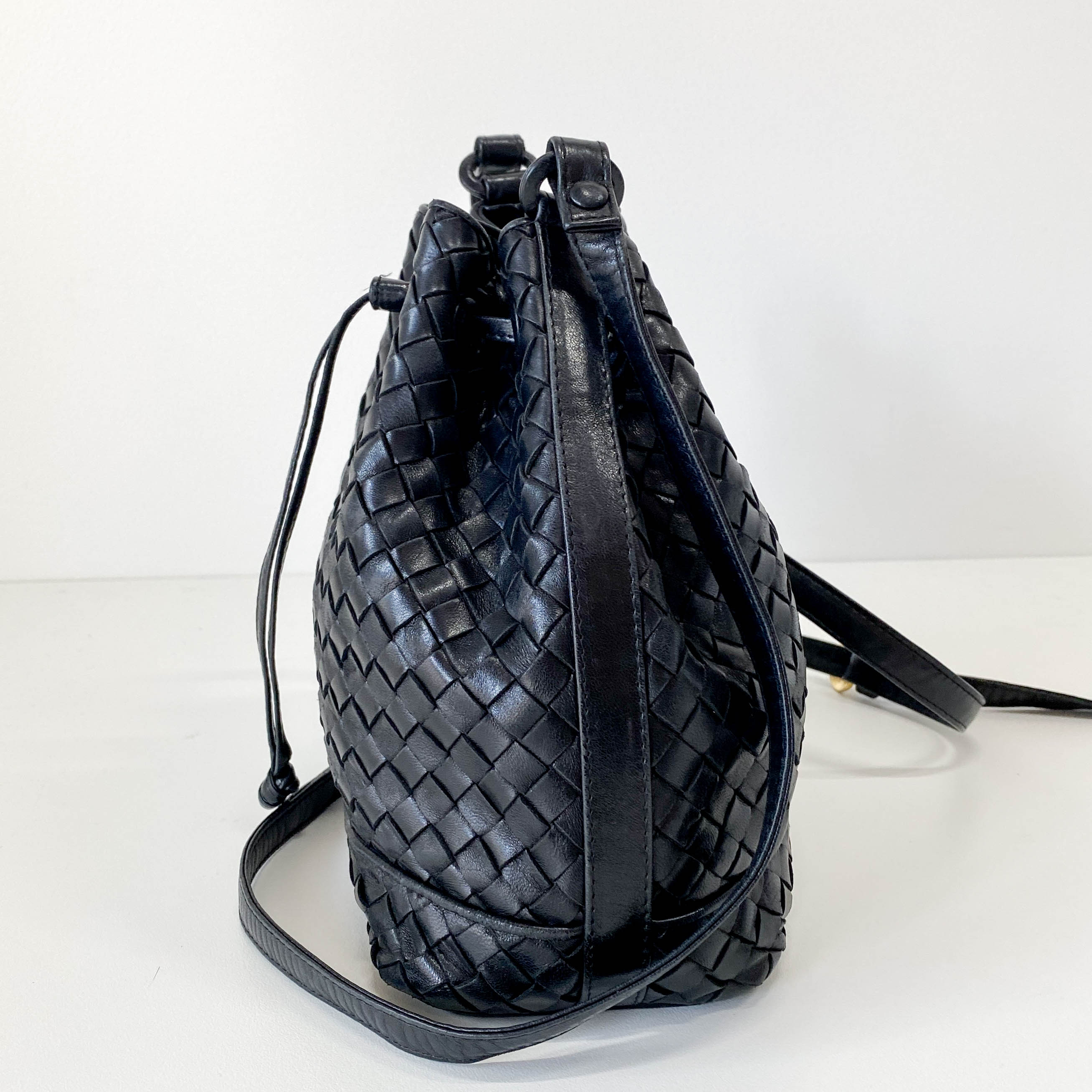 Intrecciato Black Bucket Bag