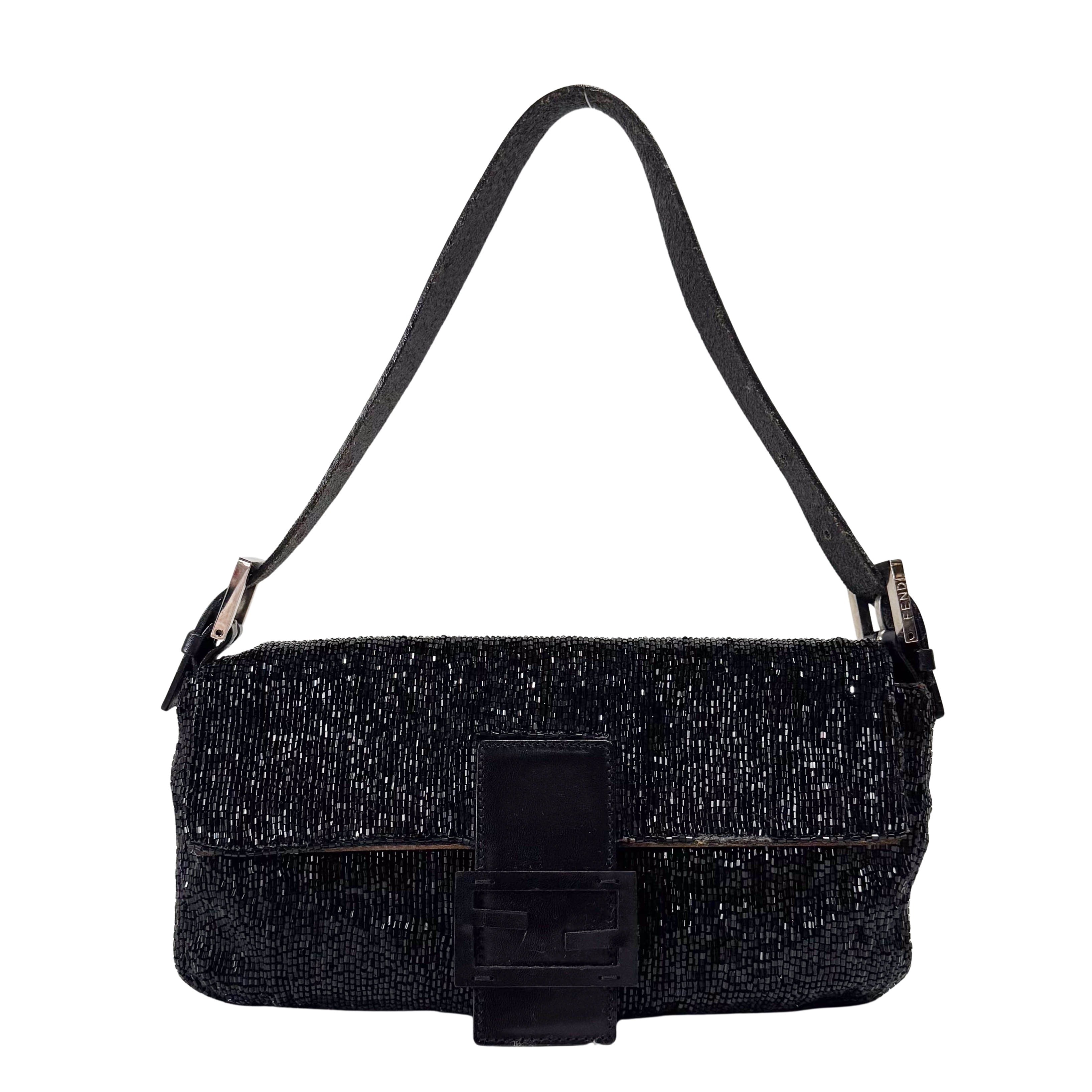 Baguette Black Beads Shoulder Bag