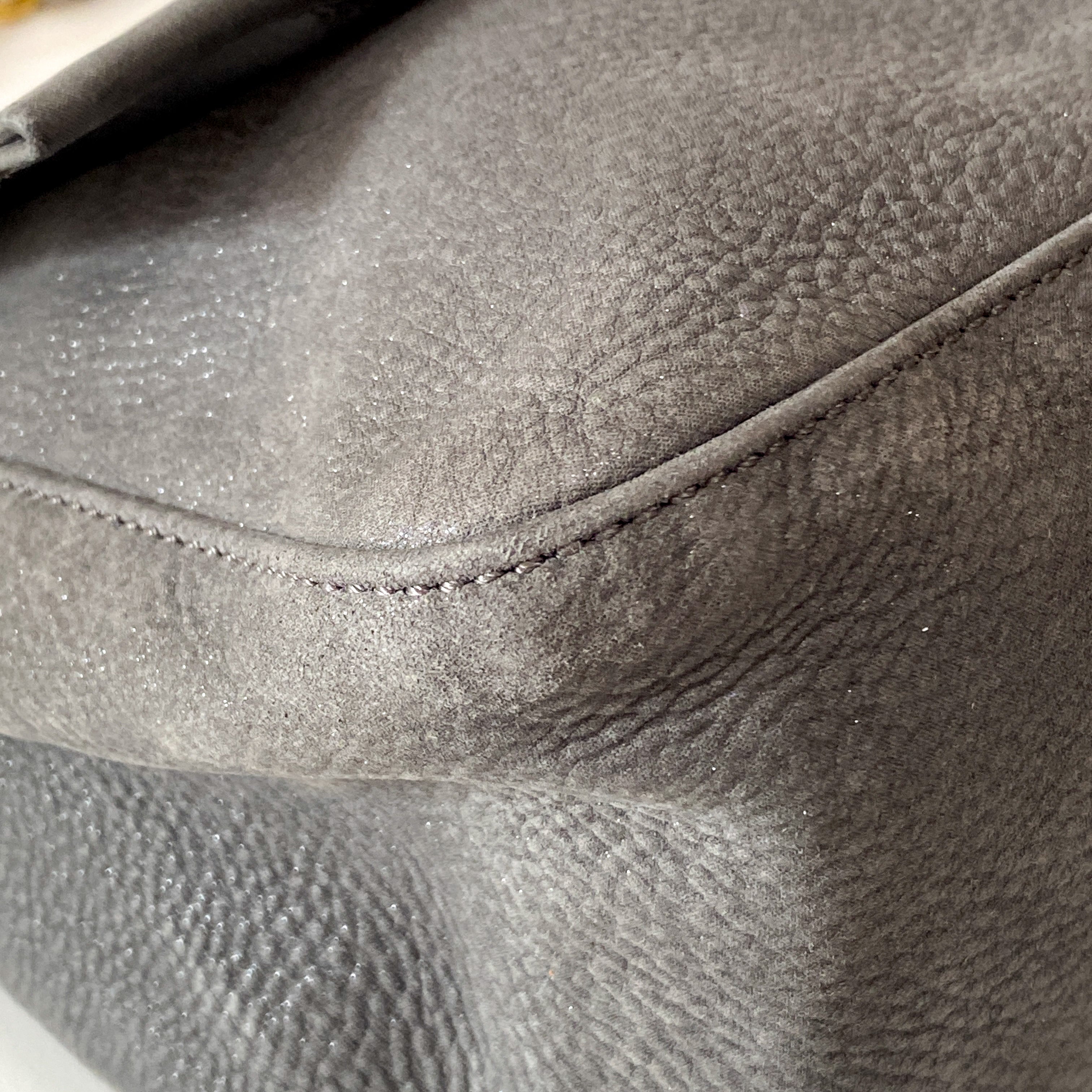 FENDI Sparkling Grey Leather Mamma Baguette Bag