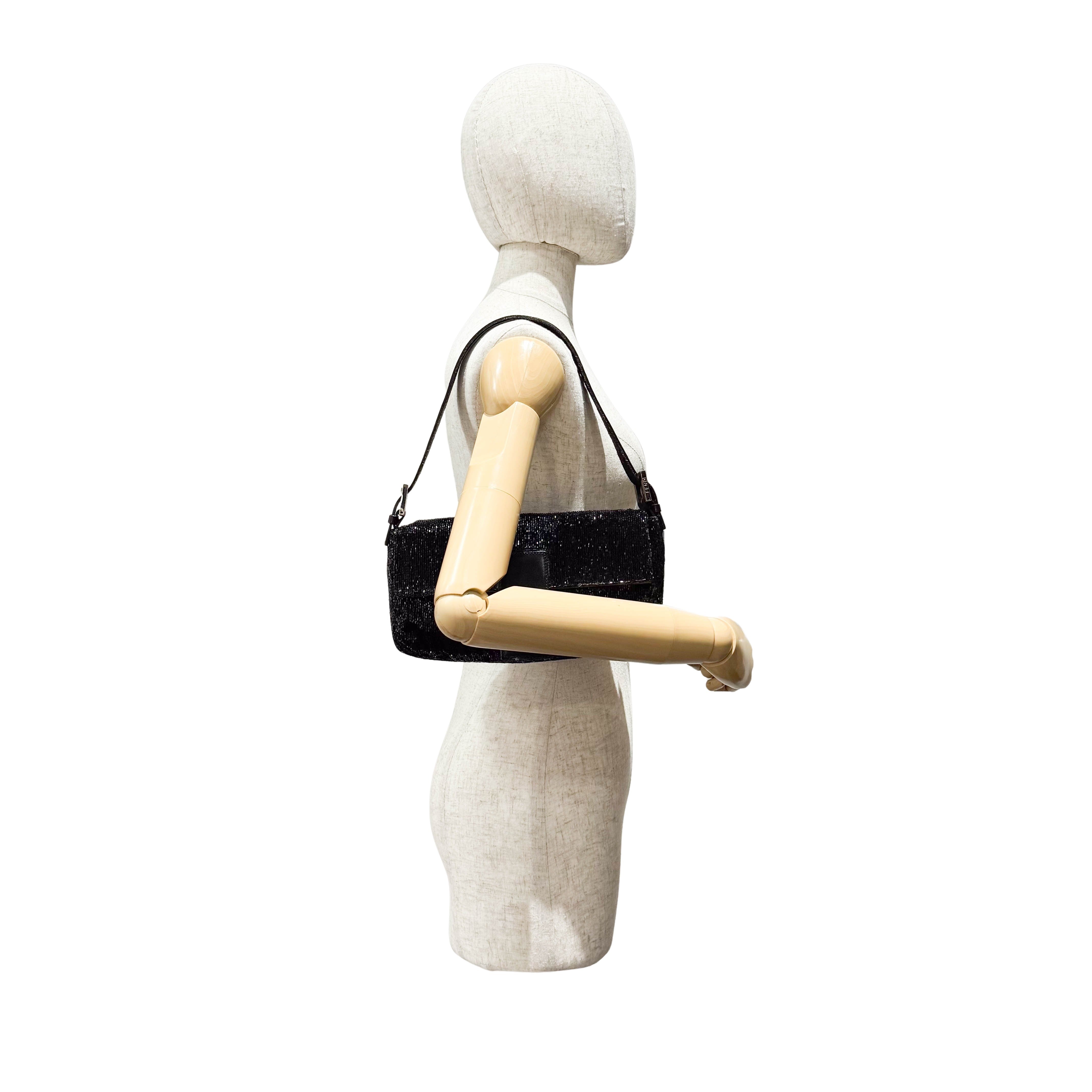 Baguette Black Beads Shoulder Bag