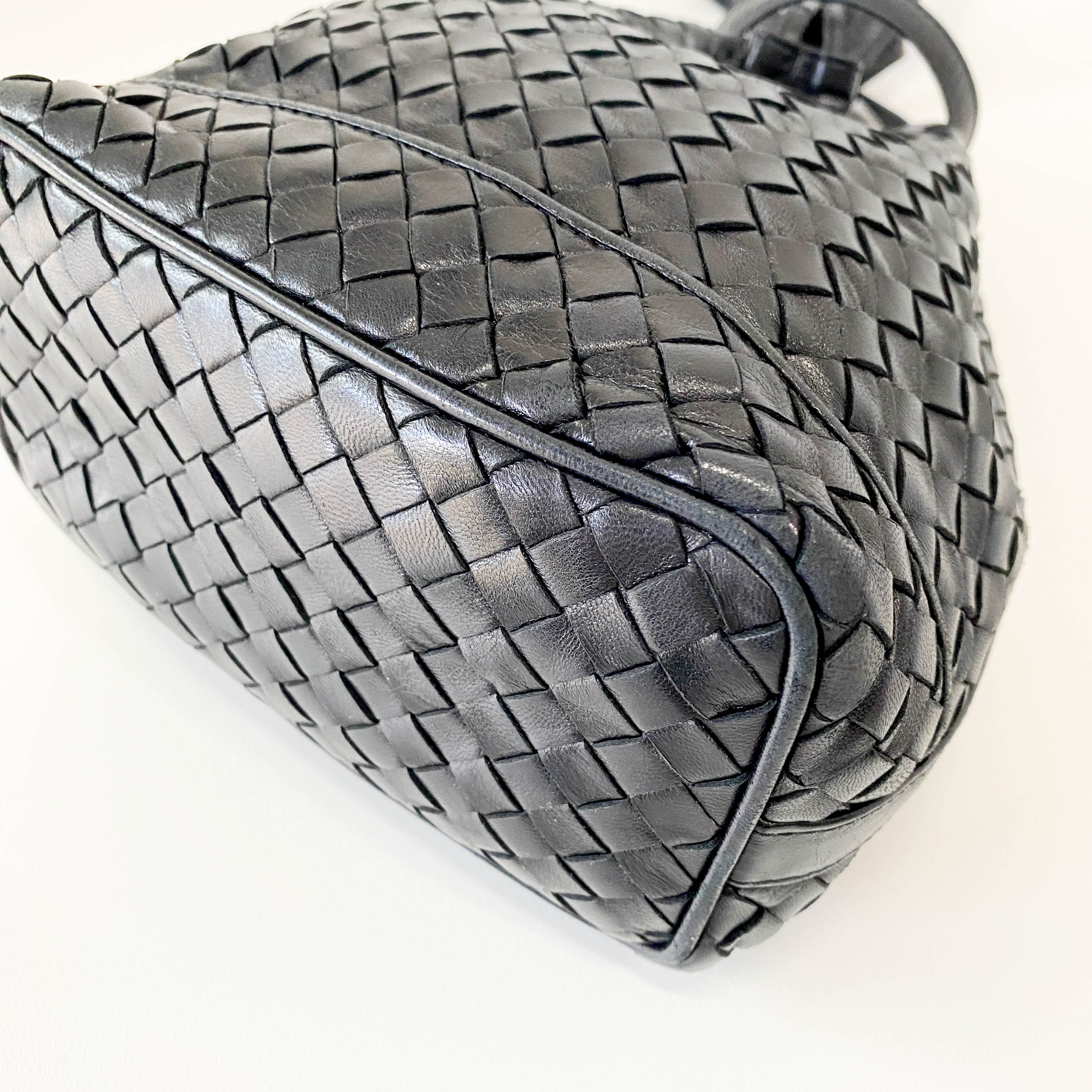 Intrecciato Black Bucket Bag