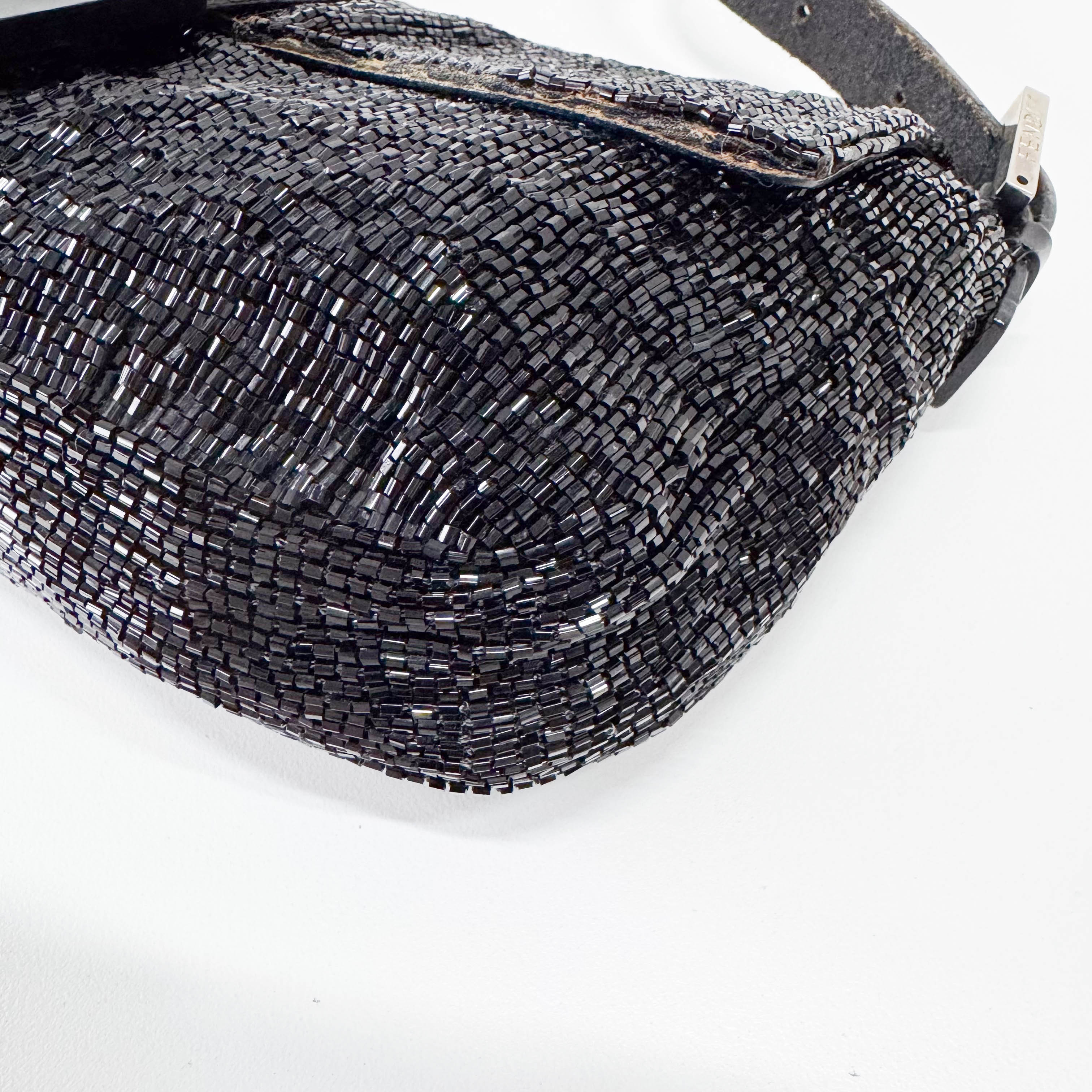 Baguette Black Beads Shoulder Bag