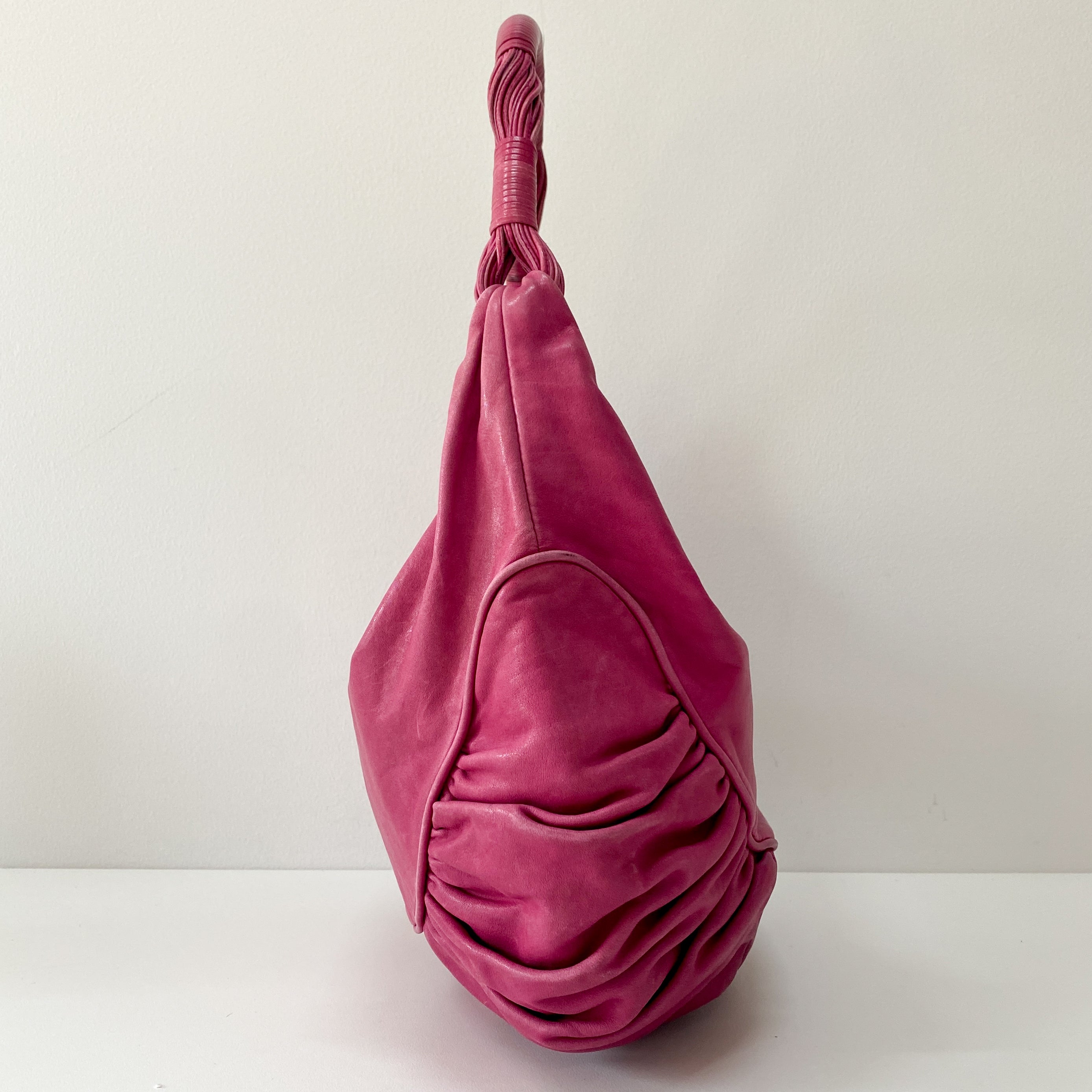 Pink Leather Hobo Shoulder Bag