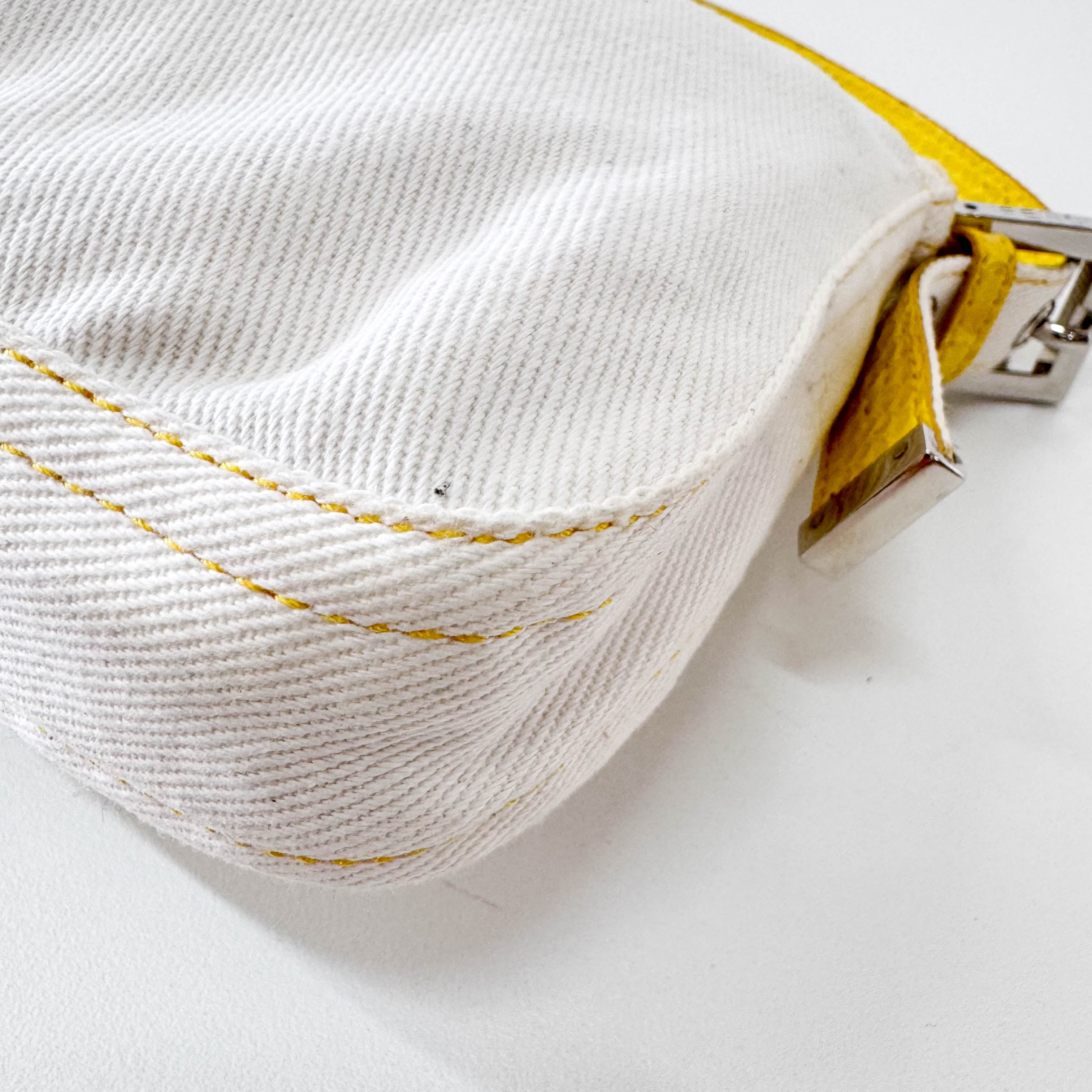 Baguette Cotton Canvas & Yellow Leather Shoulder Bag