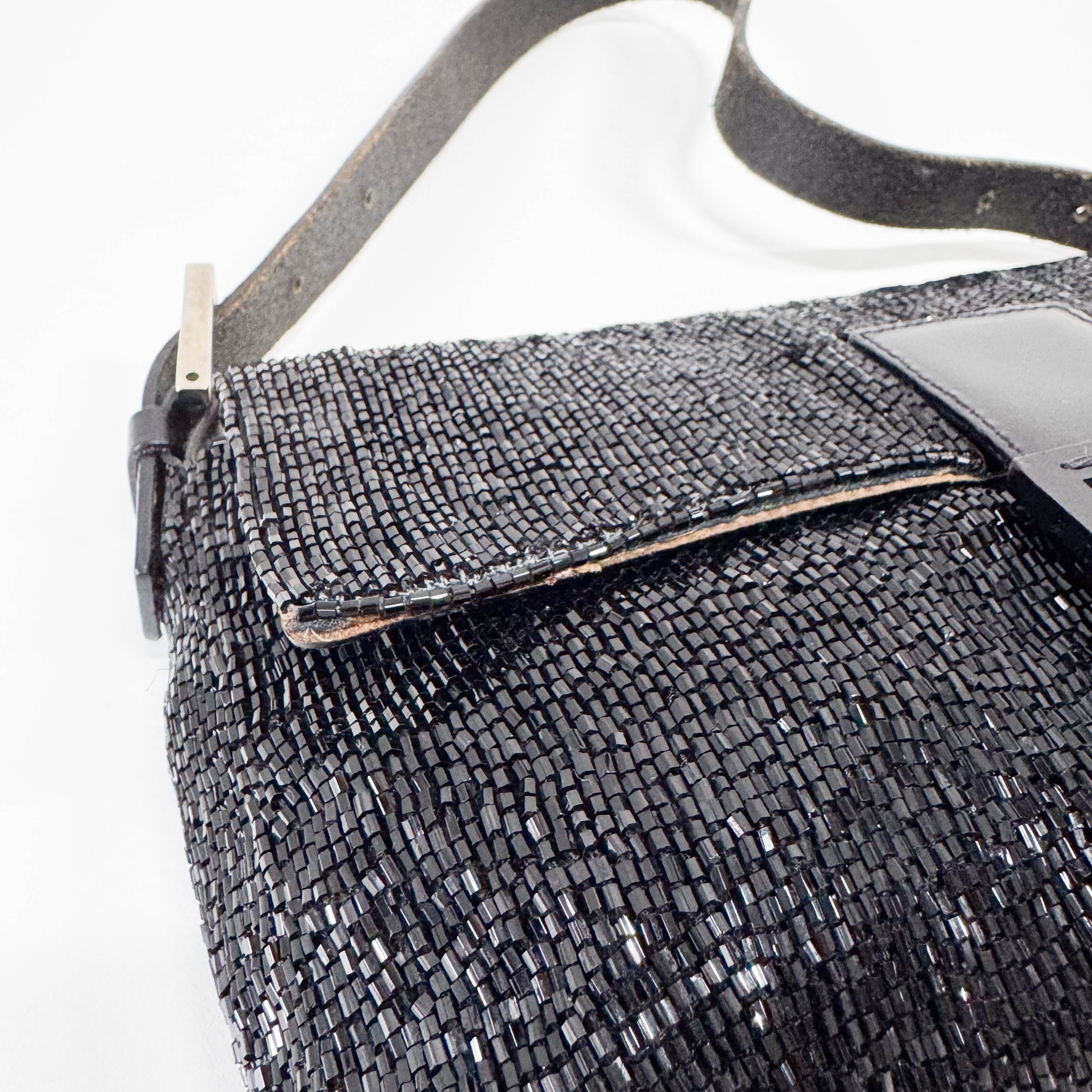 Baguette Black Beads Shoulder Bag