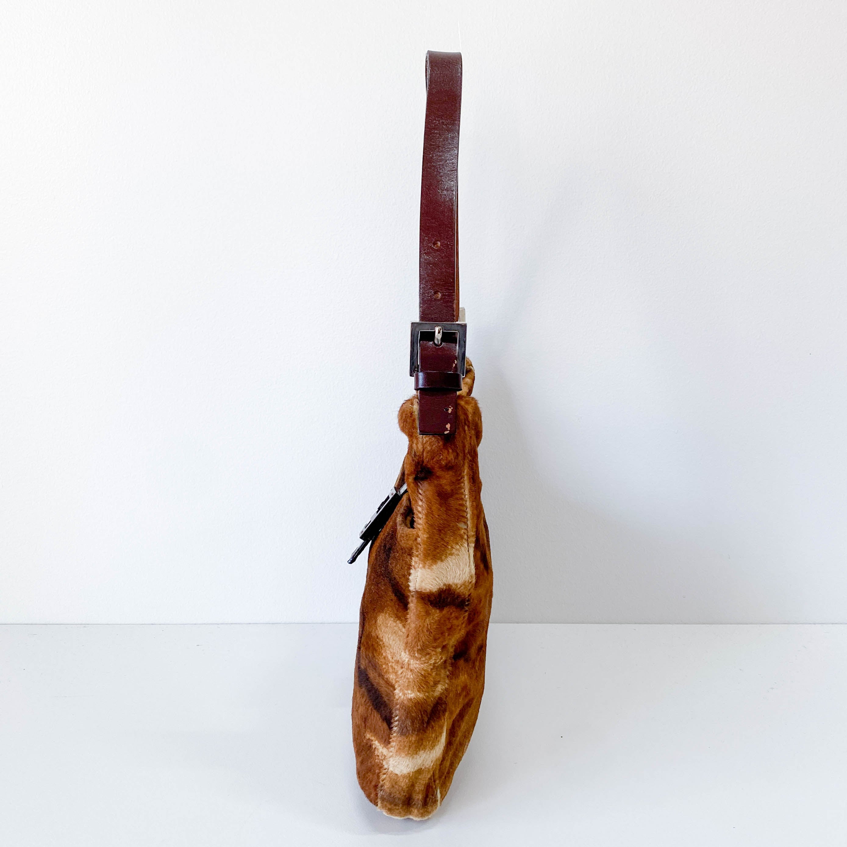 Baguette Brown Pony Hair Hobo Shoulder Bag