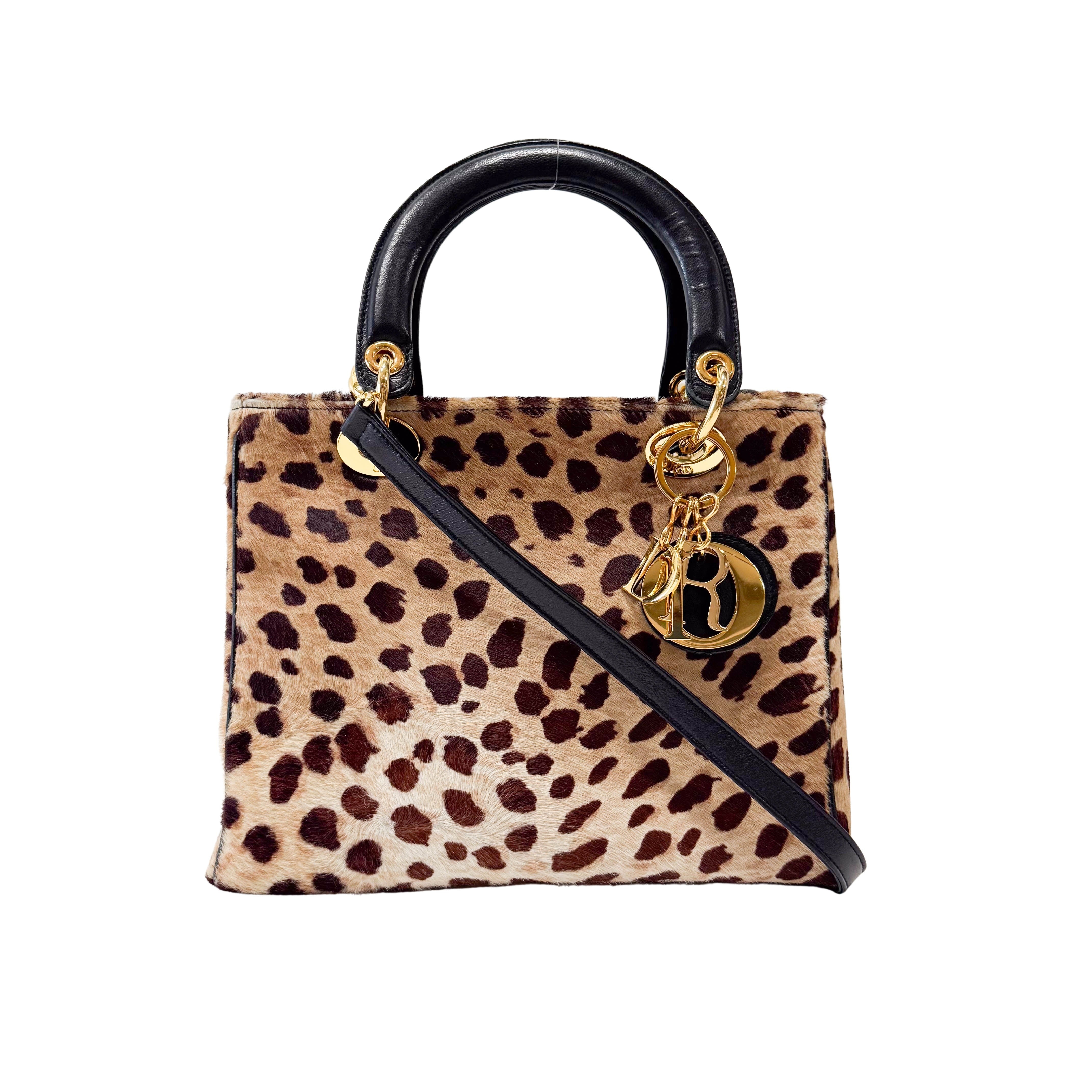 Lady Dior Leopard Pony Hair Hand Bag