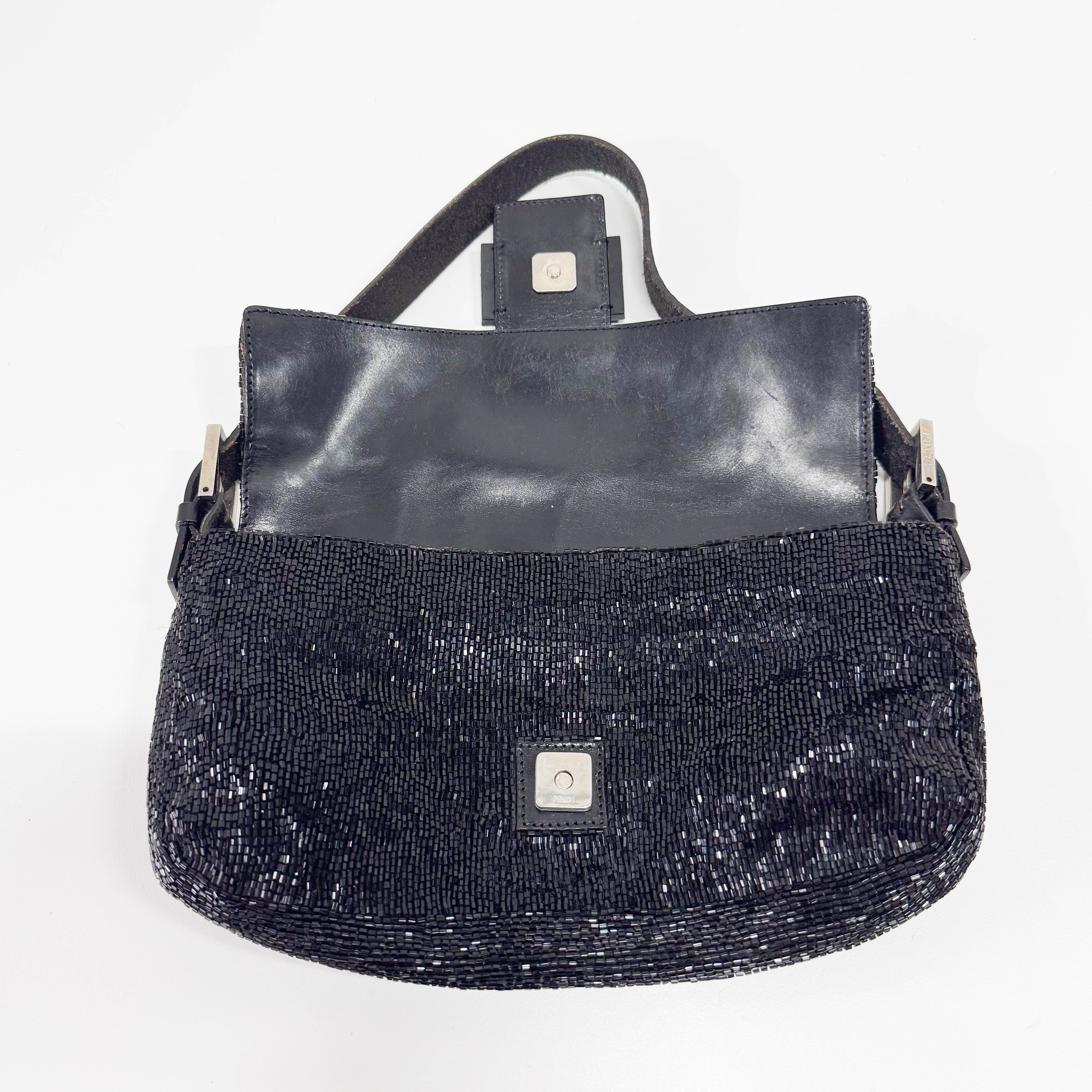 Baguette Black Beads Shoulder Bag