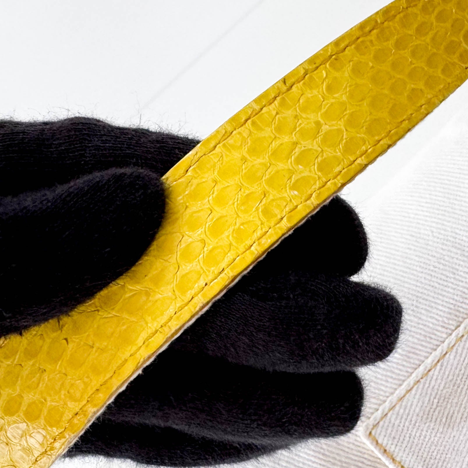 Baguette Cotton Canvas & Yellow Leather Shoulder Bag