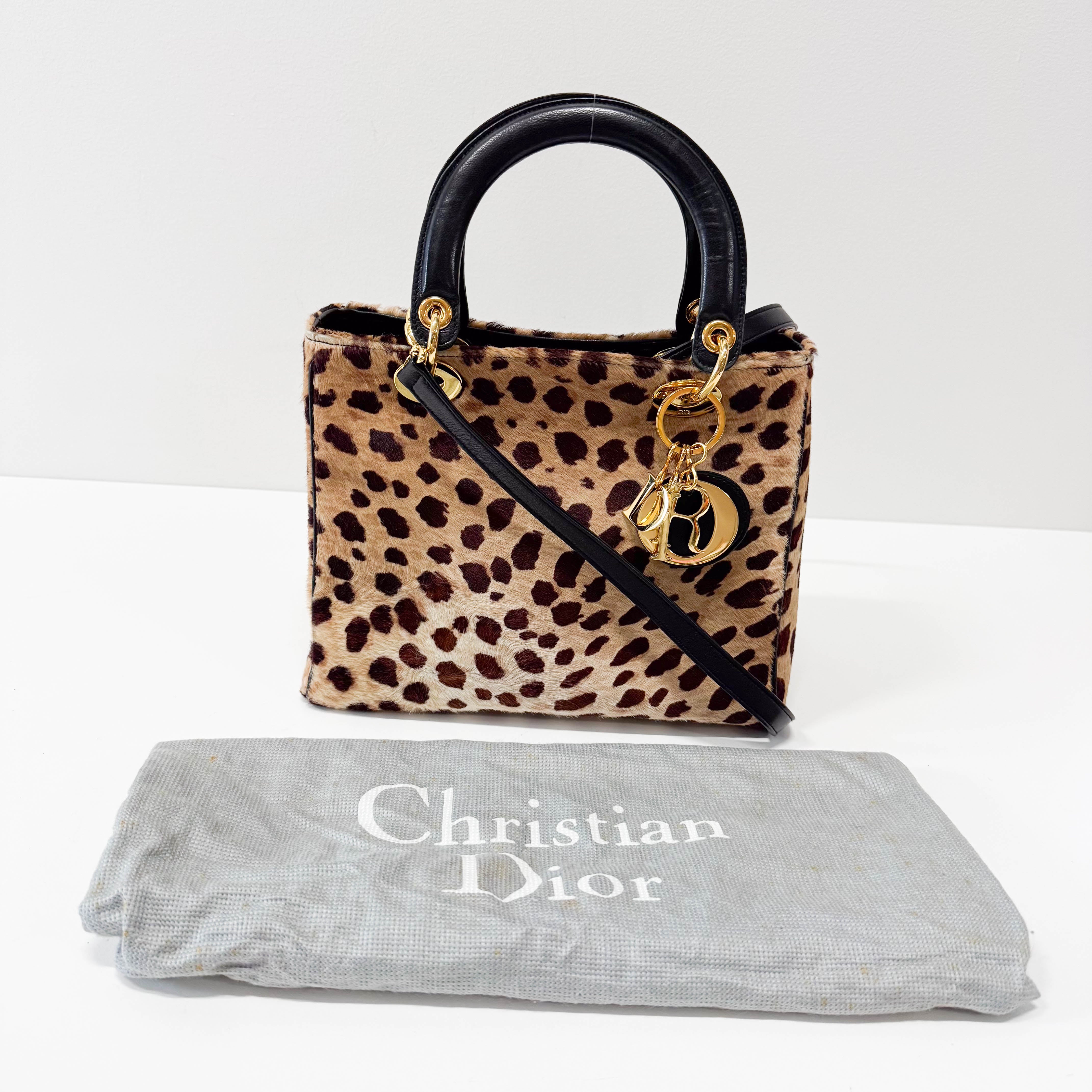 Lady Dior Leopard Pony Hair Hand Bag