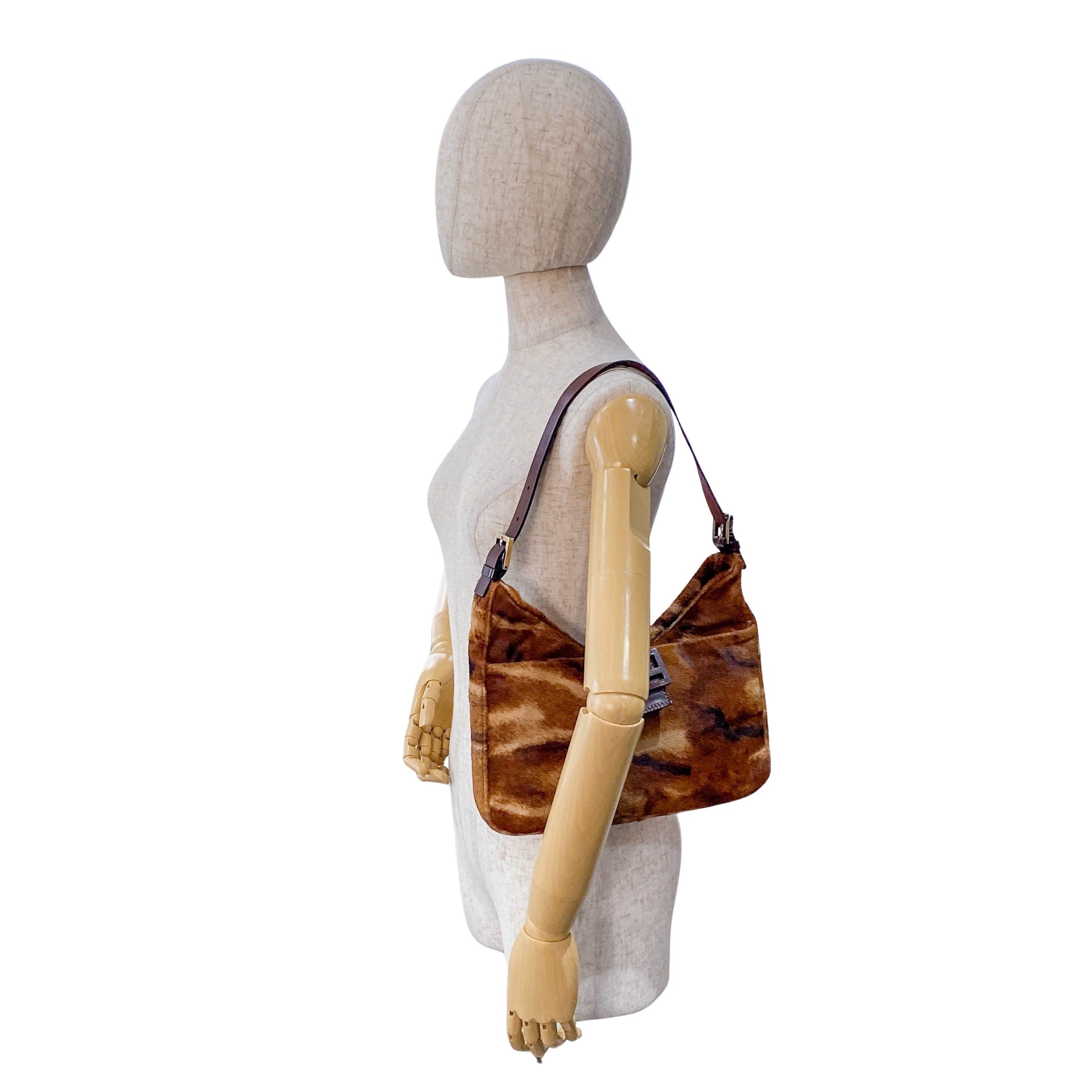 Baguette Brown Pony Hair Hobo Shoulder Bag