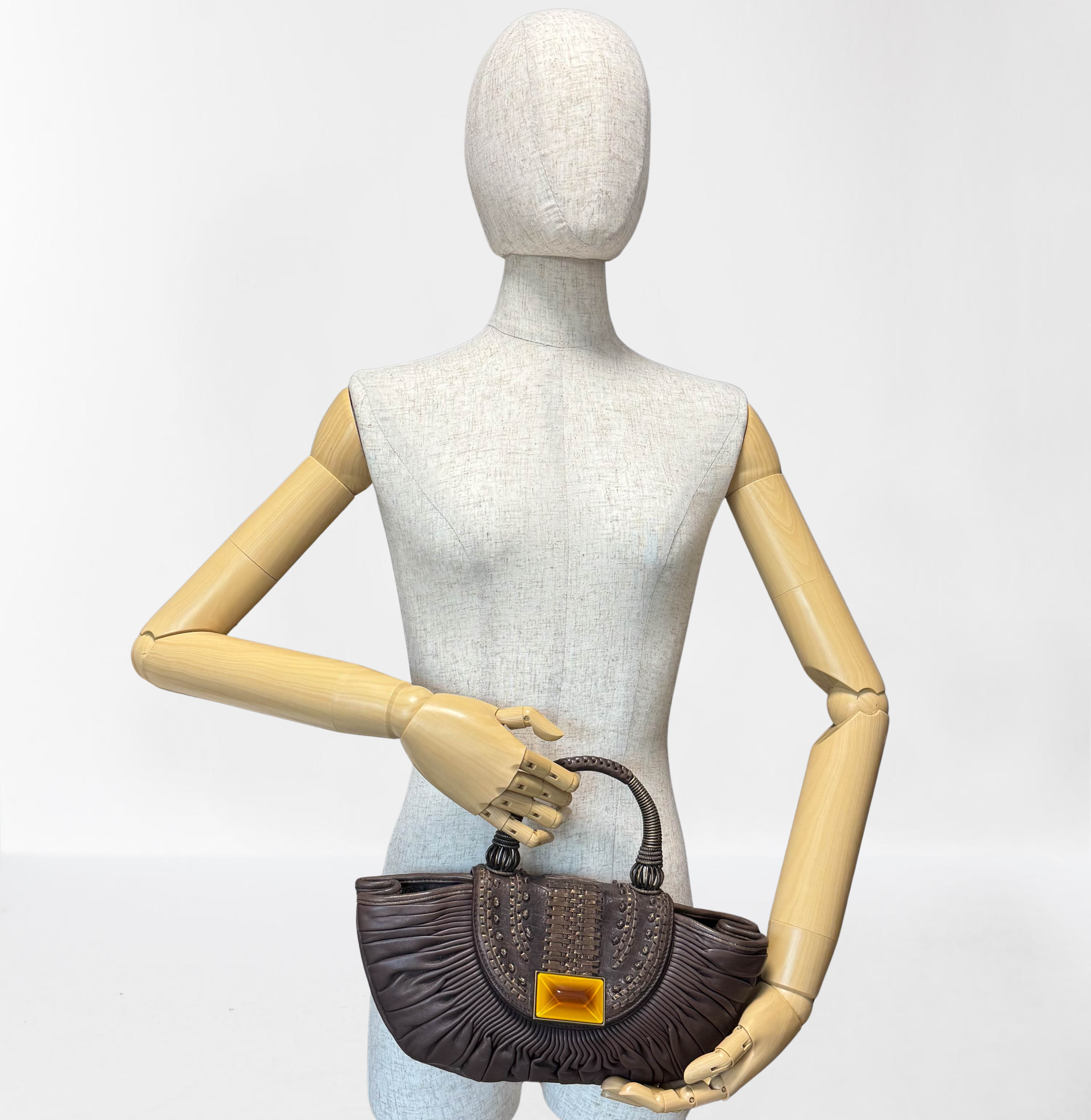 Vintage Dior Brown Leather Top Handle Bag