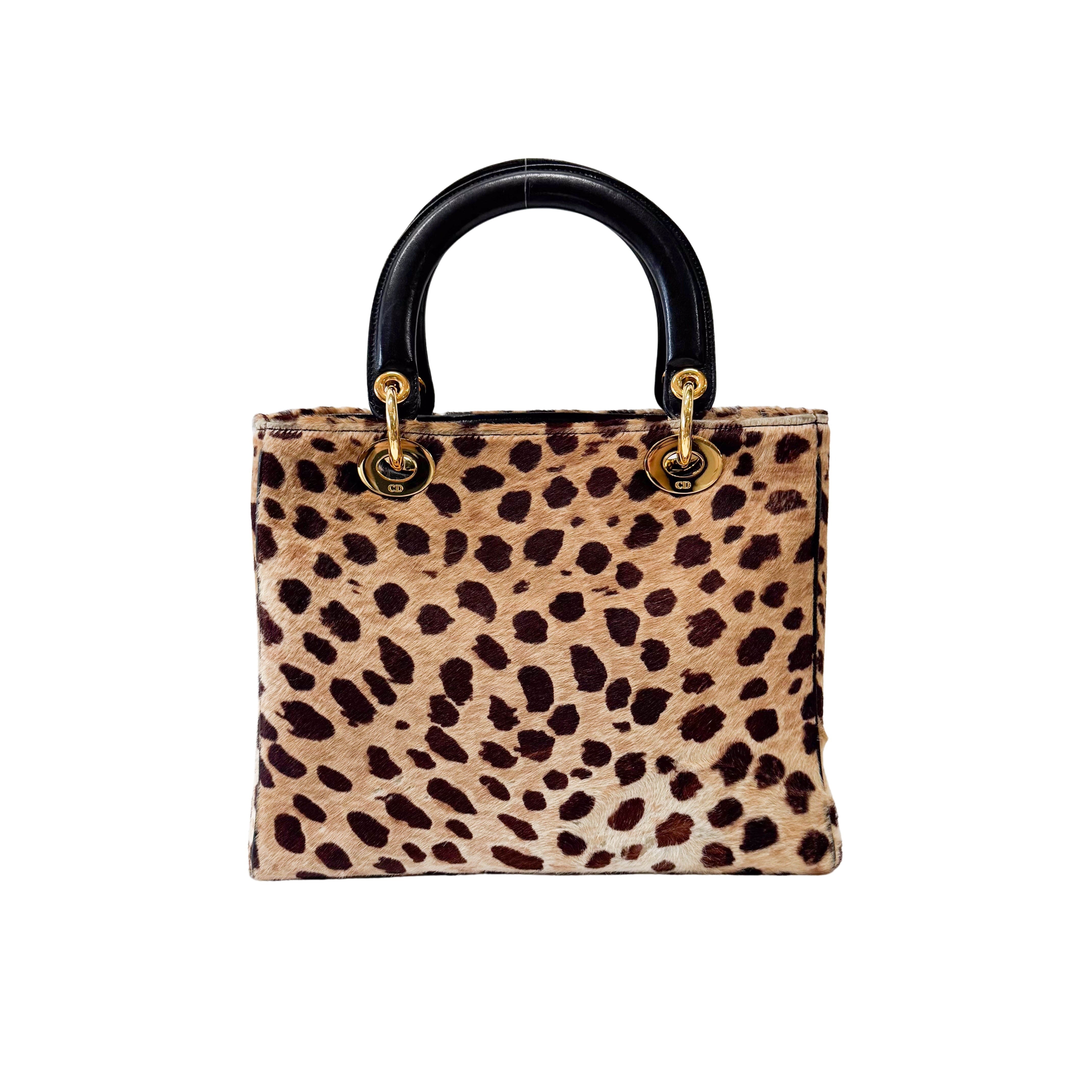 Lady Dior Leopard Pony Hair Hand Bag