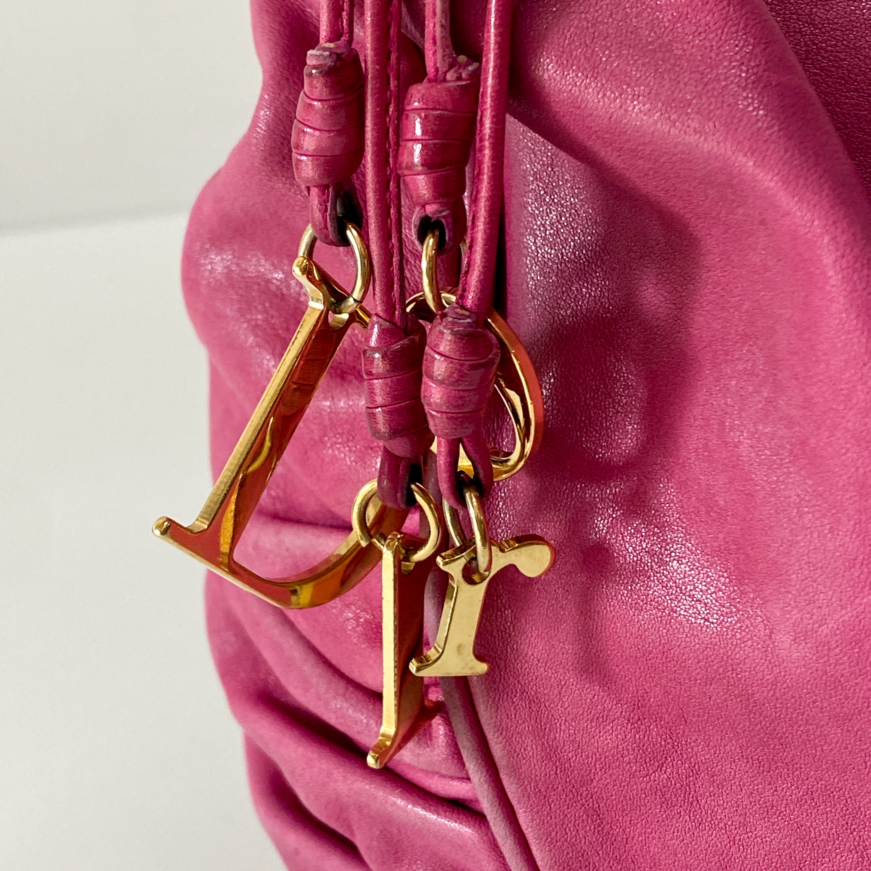 Pink Leather Hobo Shoulder Bag