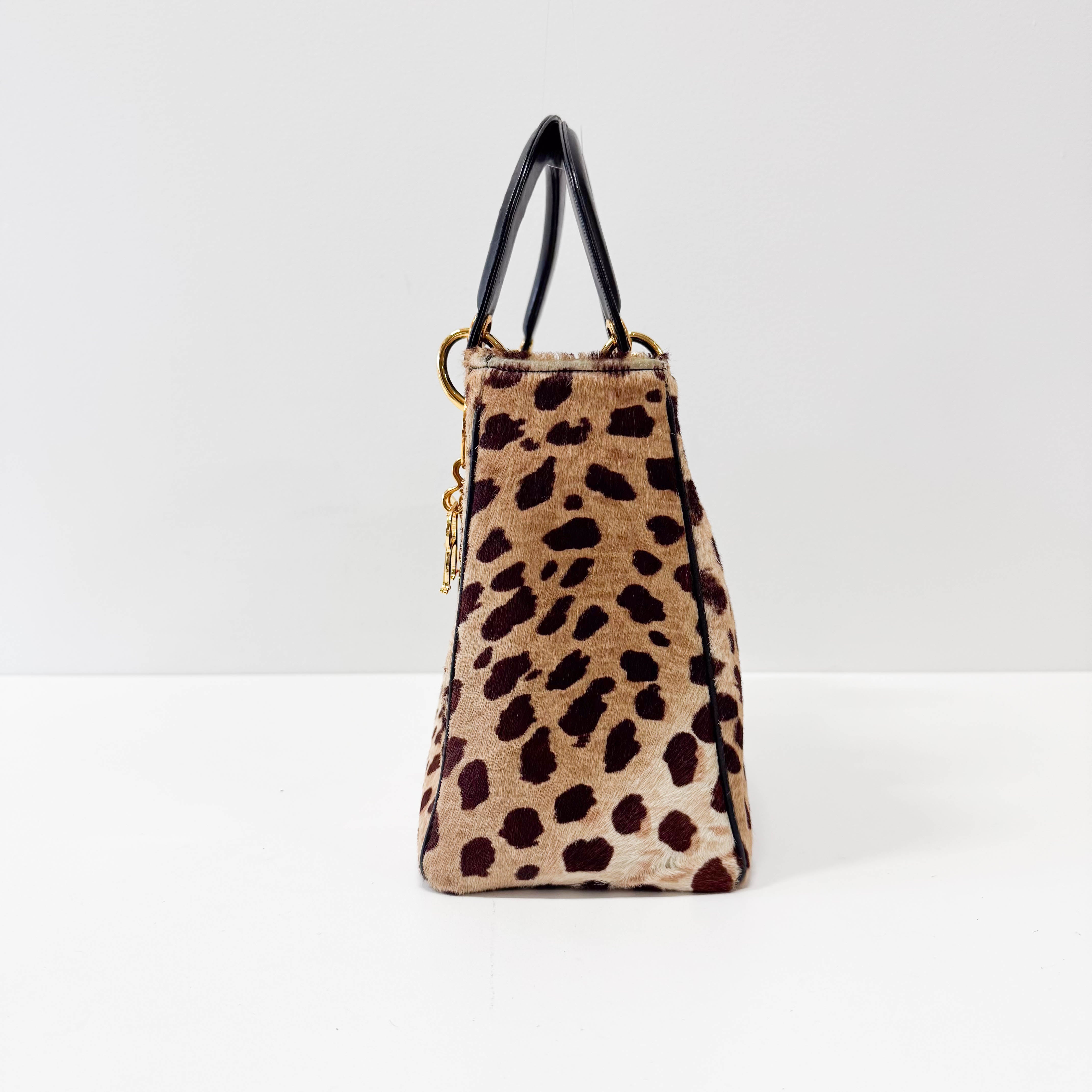 Lady Dior Leopard Pony Hair Hand Bag
