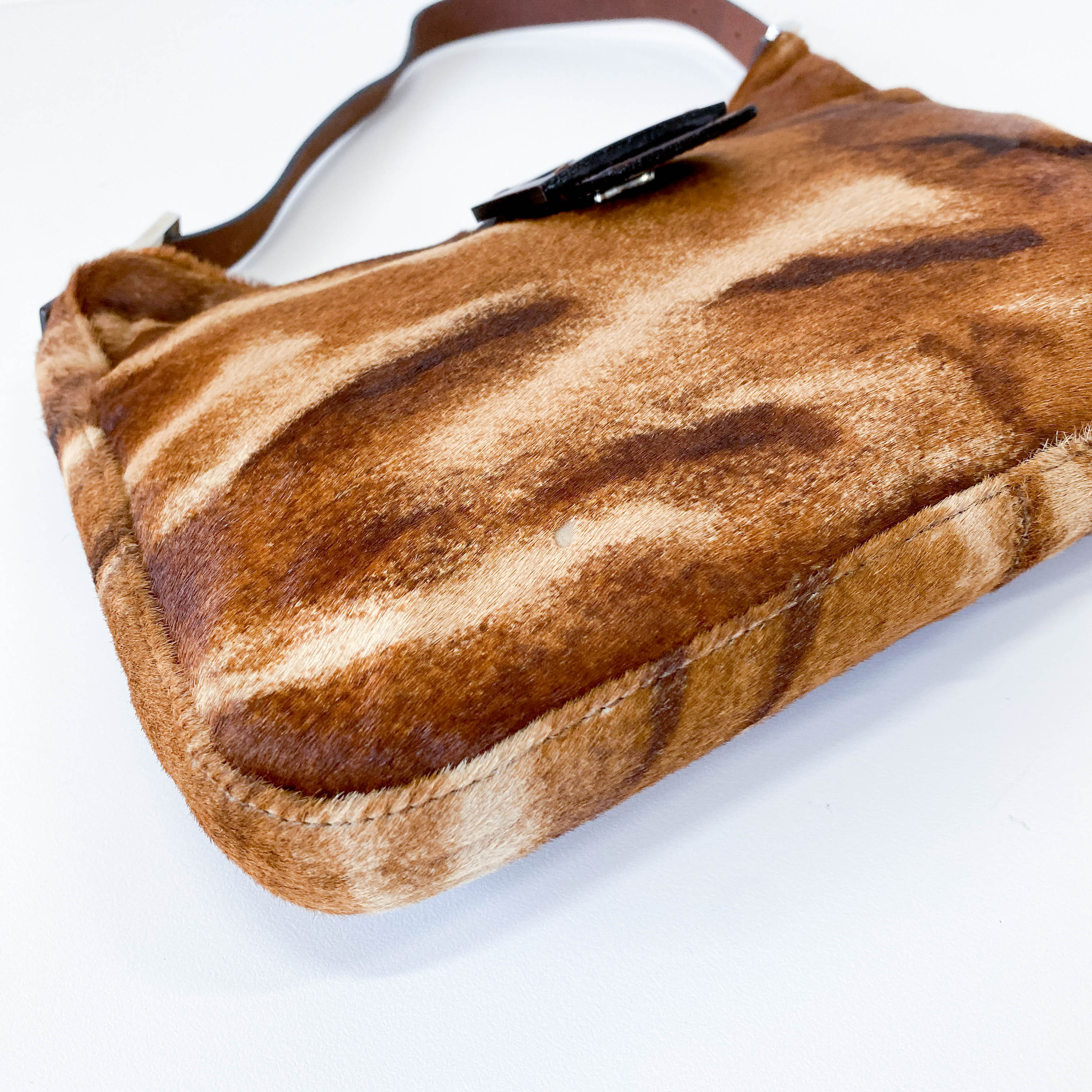 Baguette Brown Pony Hair Hobo Shoulder Bag