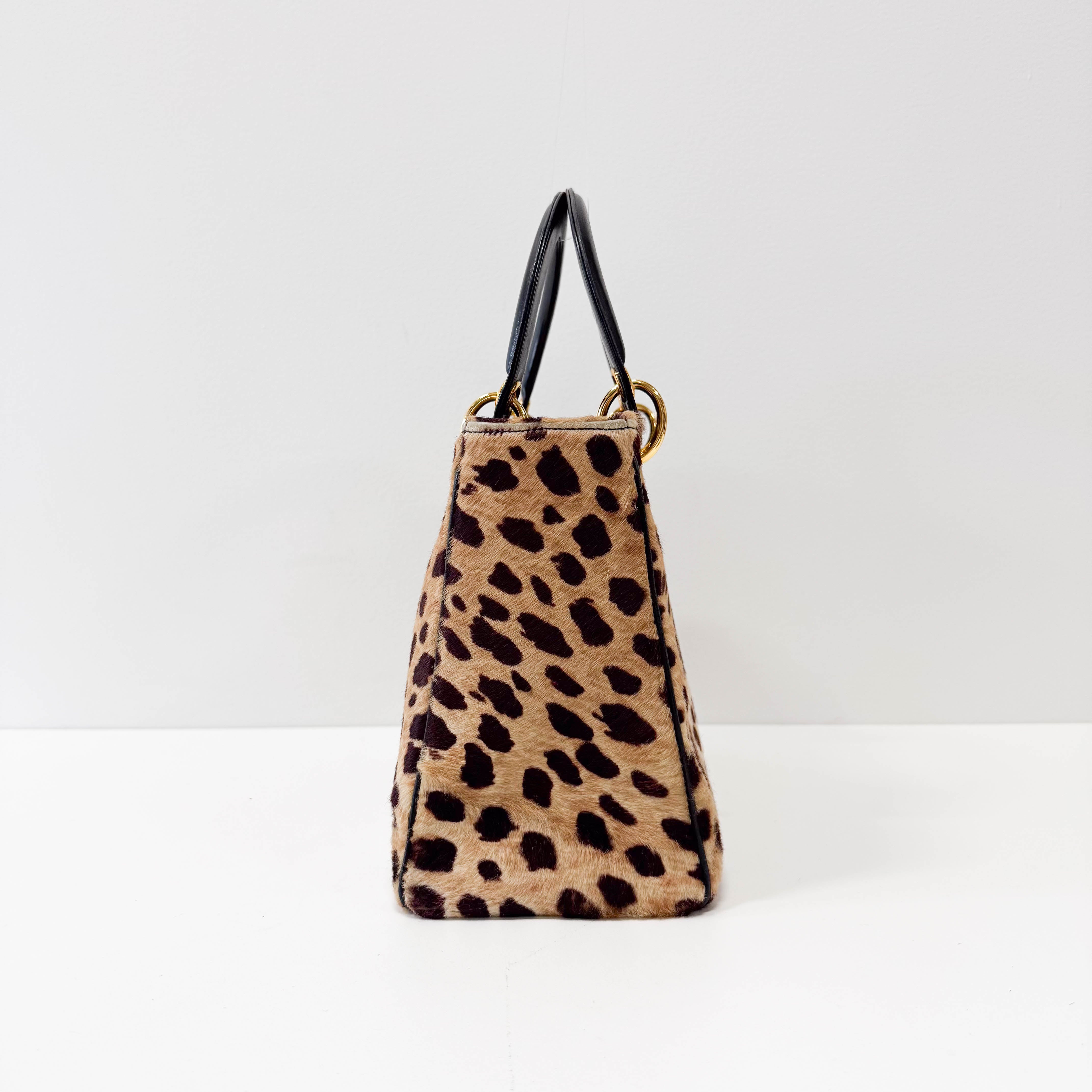 Lady Dior Leopard Pony Hair Hand Bag