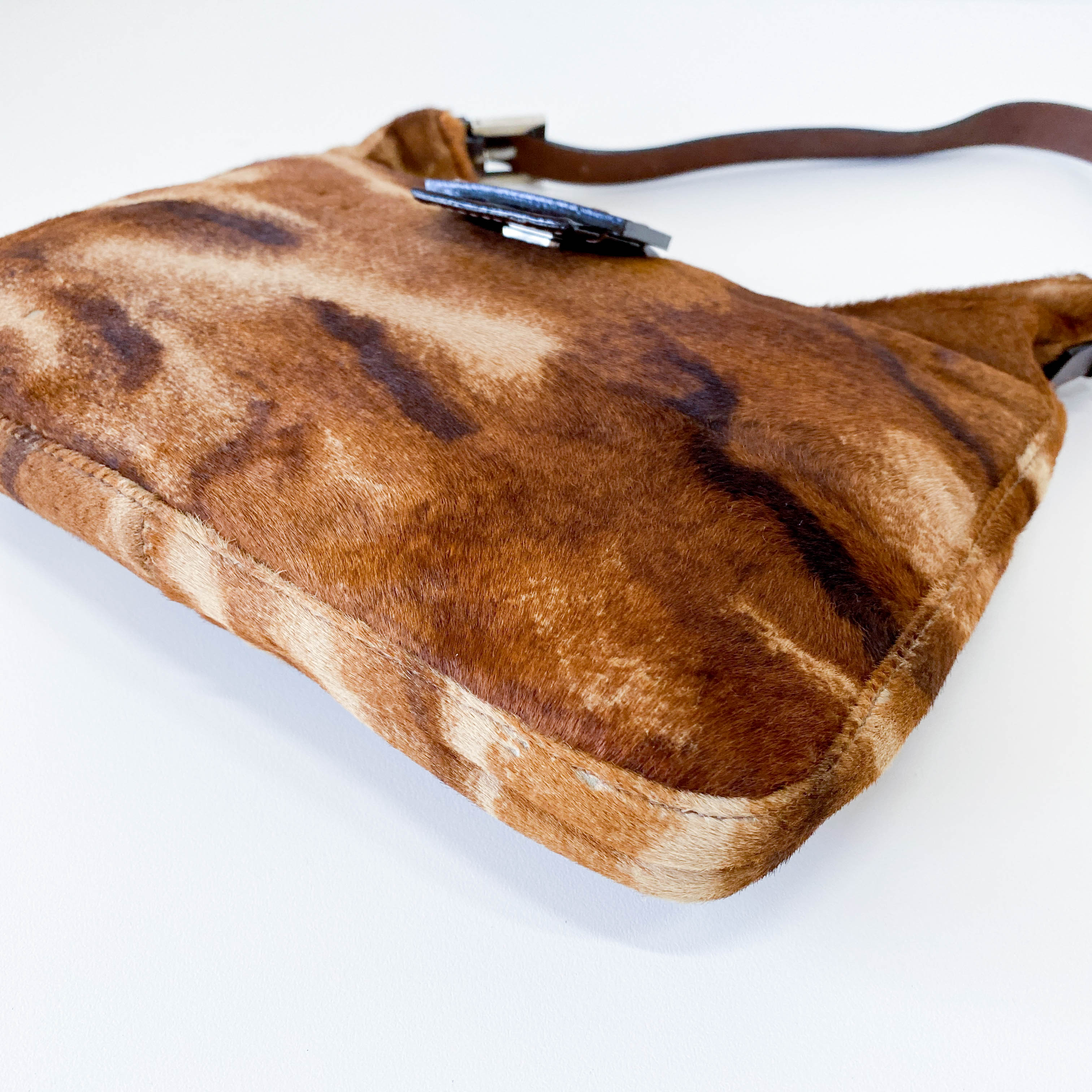 Baguette Brown Pony Hair Hobo Shoulder Bag