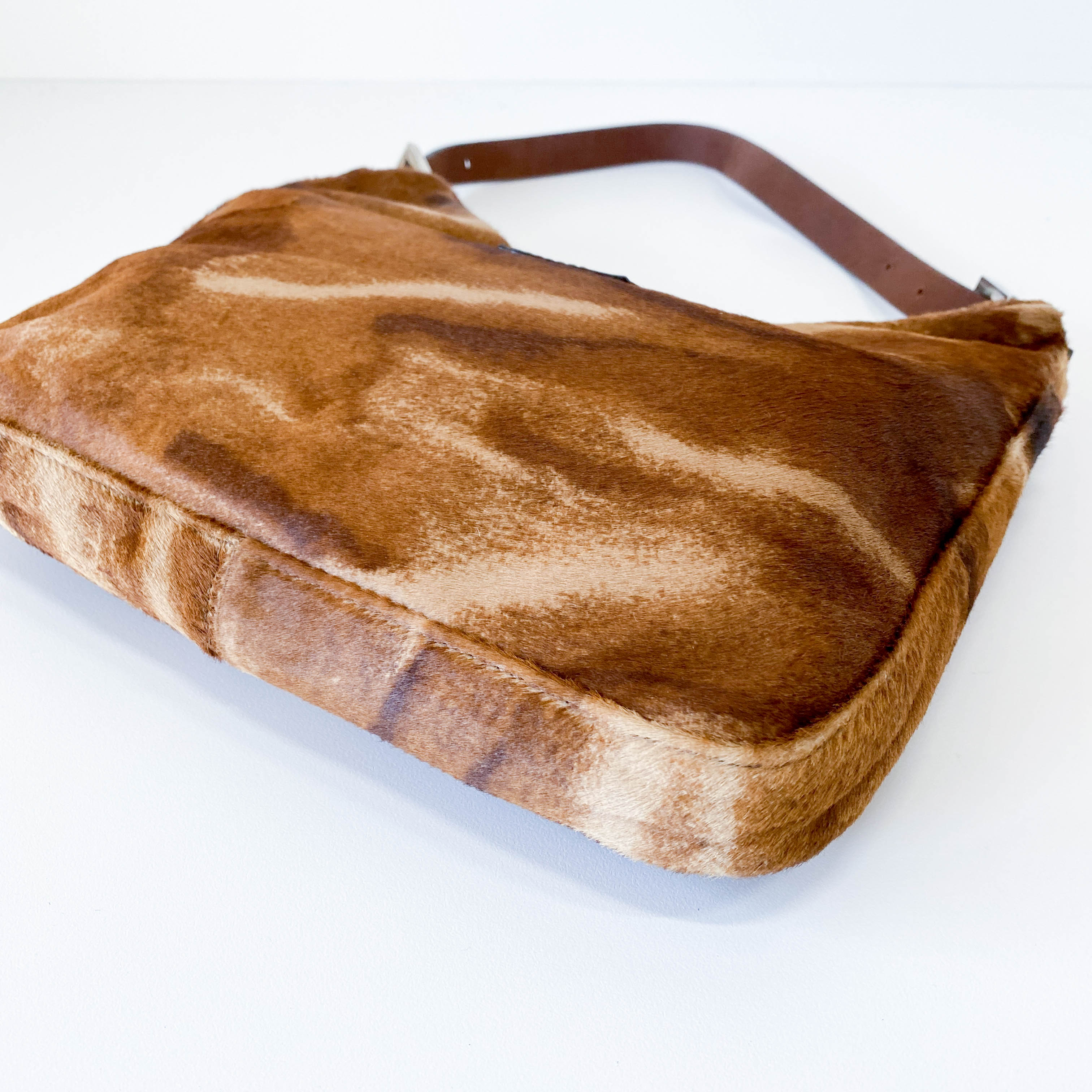 Baguette Brown Pony Hair Hobo Shoulder Bag