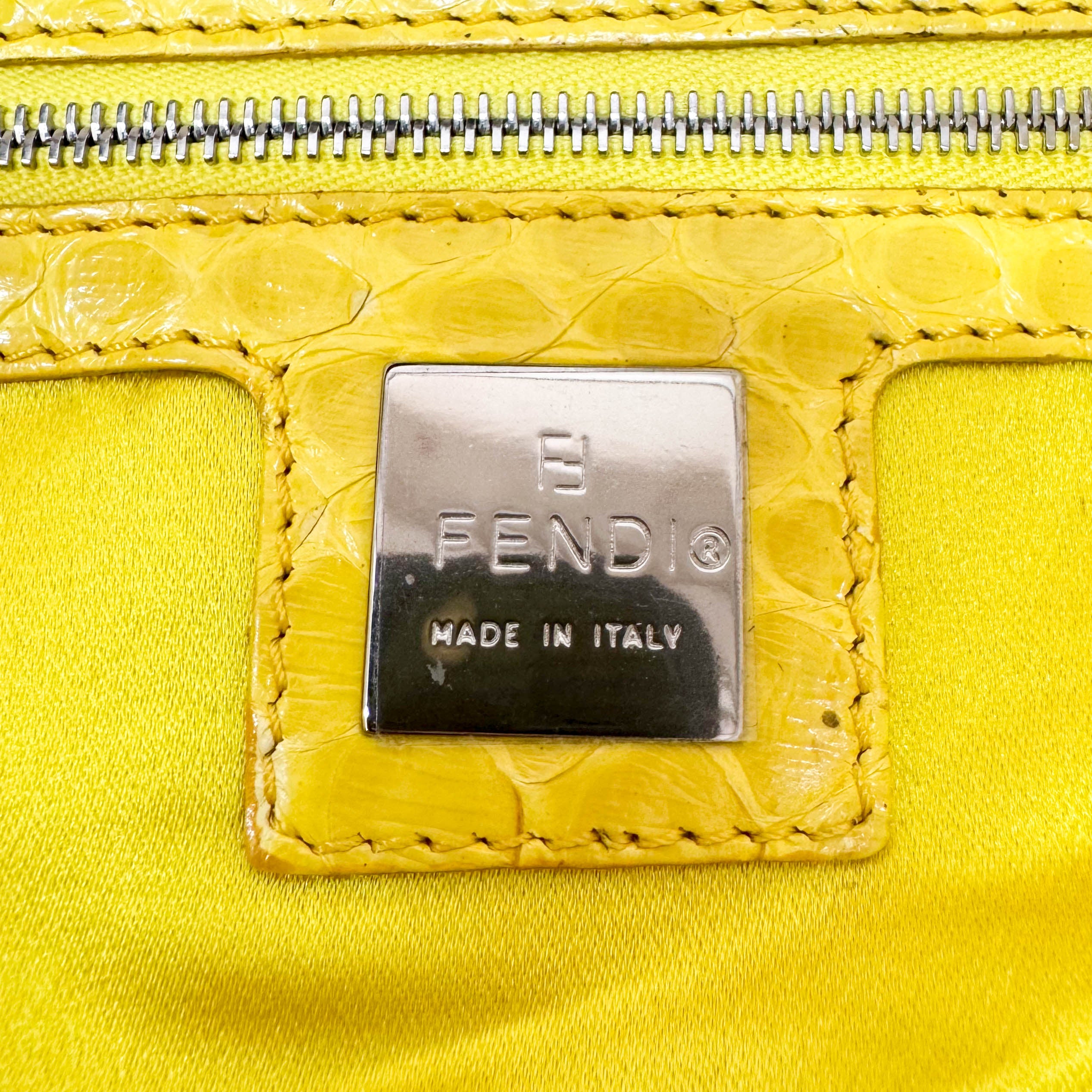 Baguette Cotton Canvas & Yellow Leather Shoulder Bag