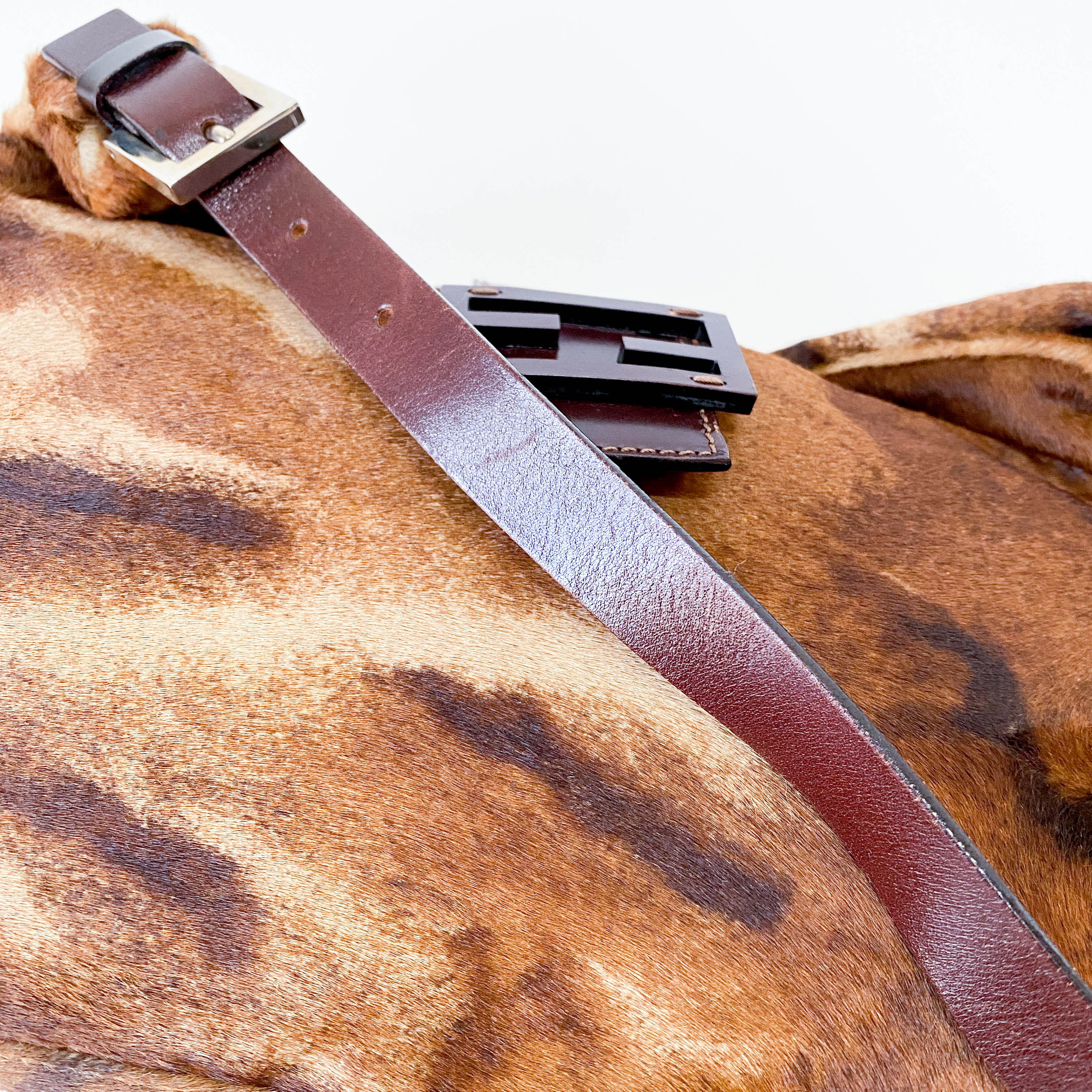 Baguette Brown Pony Hair Hobo Shoulder Bag