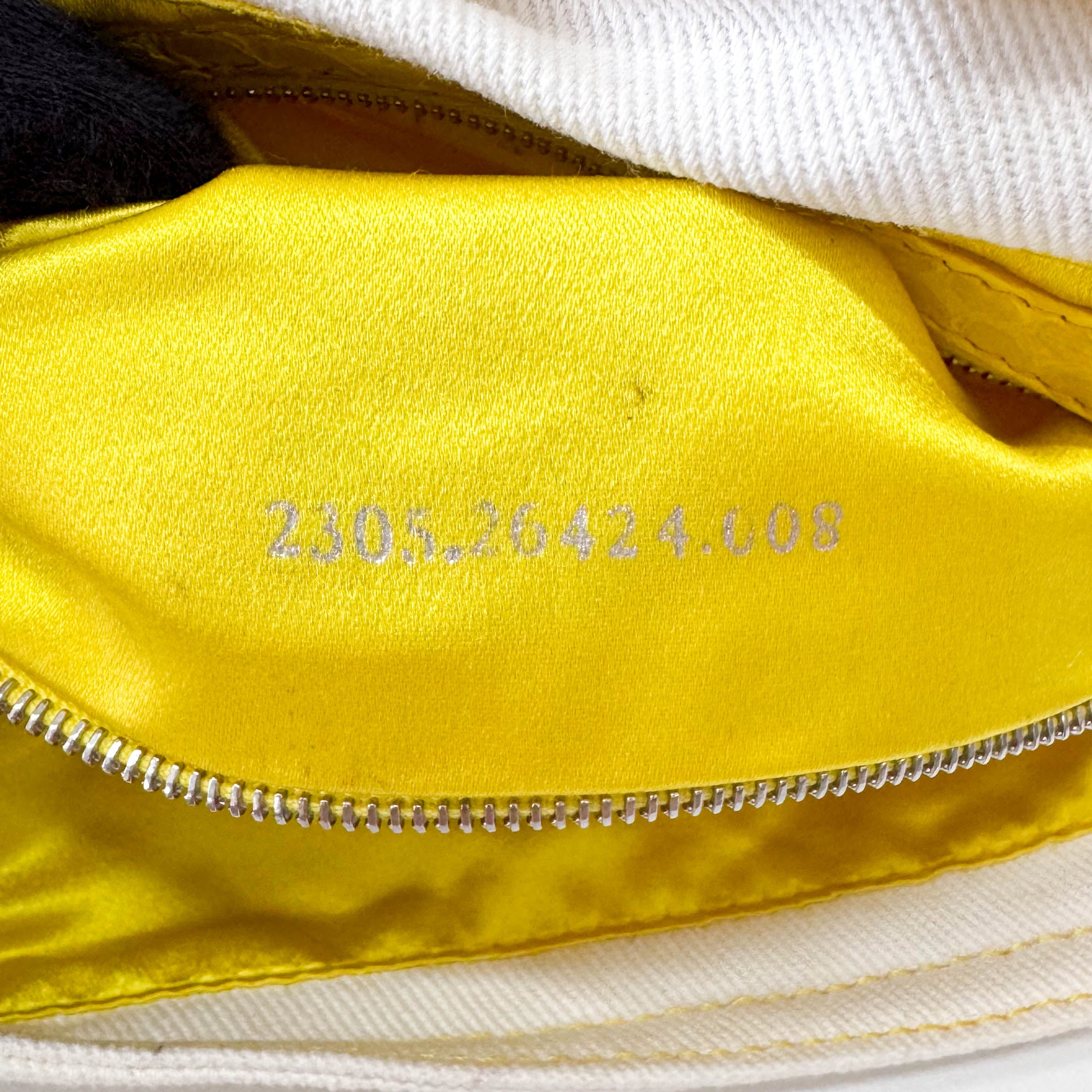 Baguette Cotton Canvas & Yellow Leather Shoulder Bag