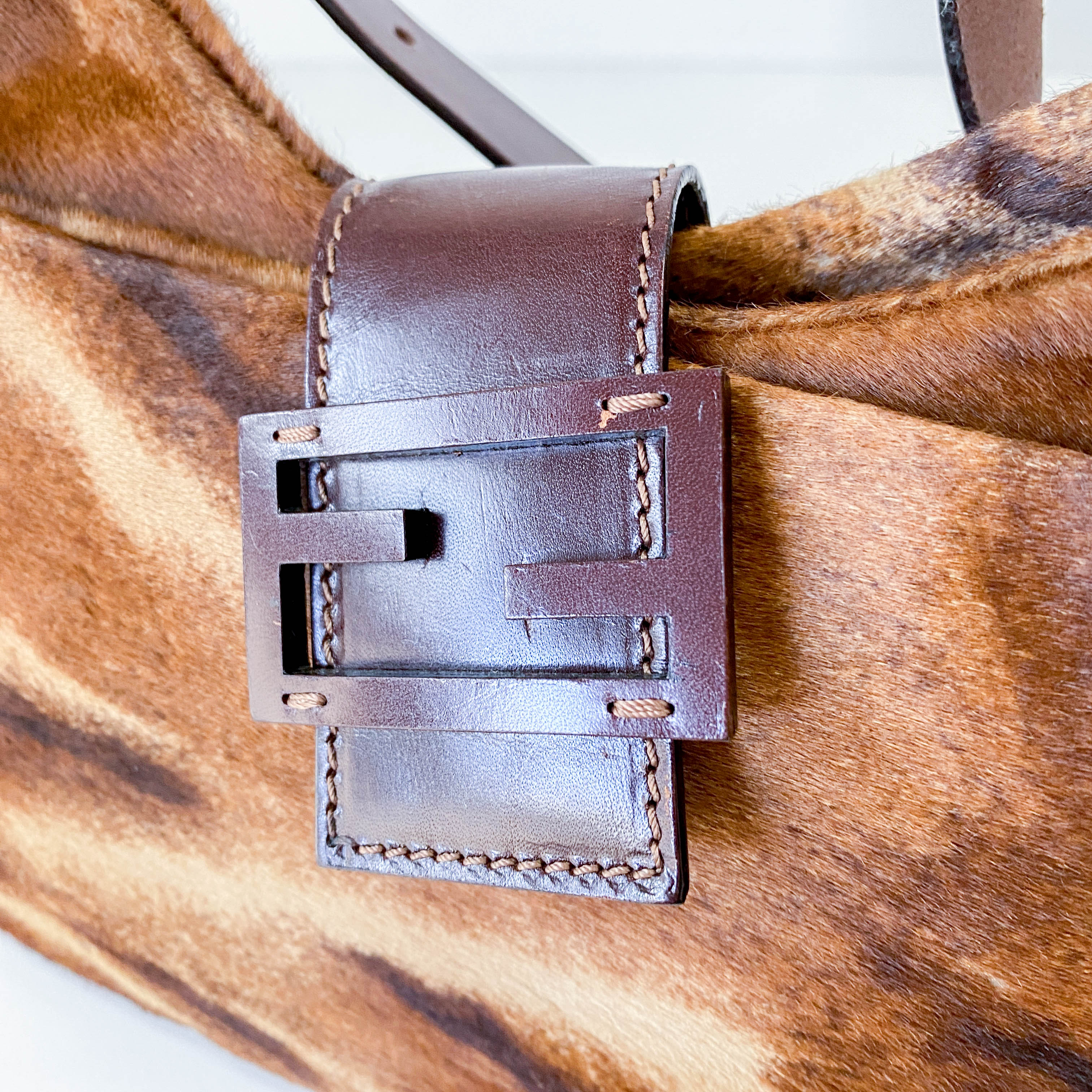 Baguette Brown Pony Hair Hobo Shoulder Bag