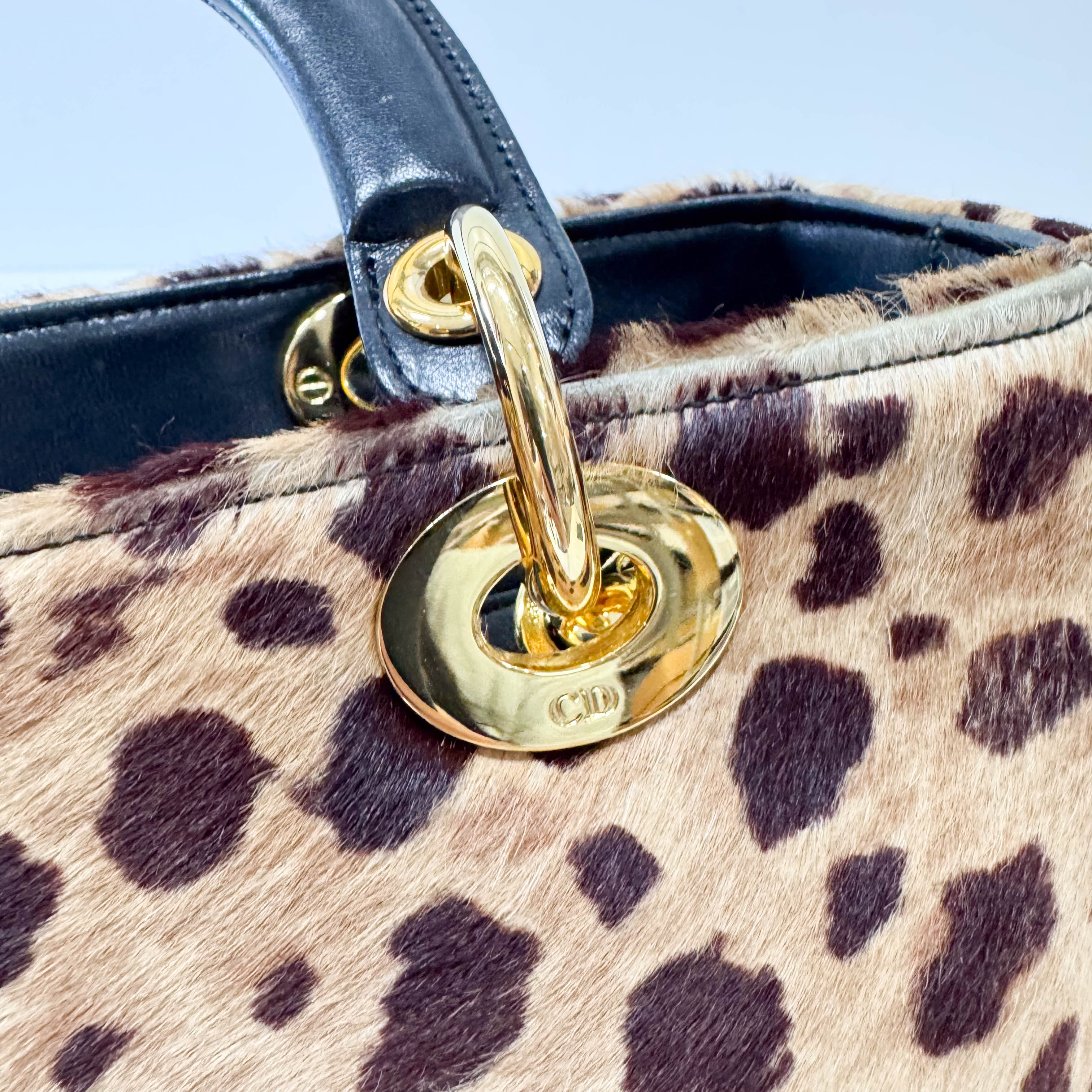 Lady Dior Leopard Pony Hair Hand Bag