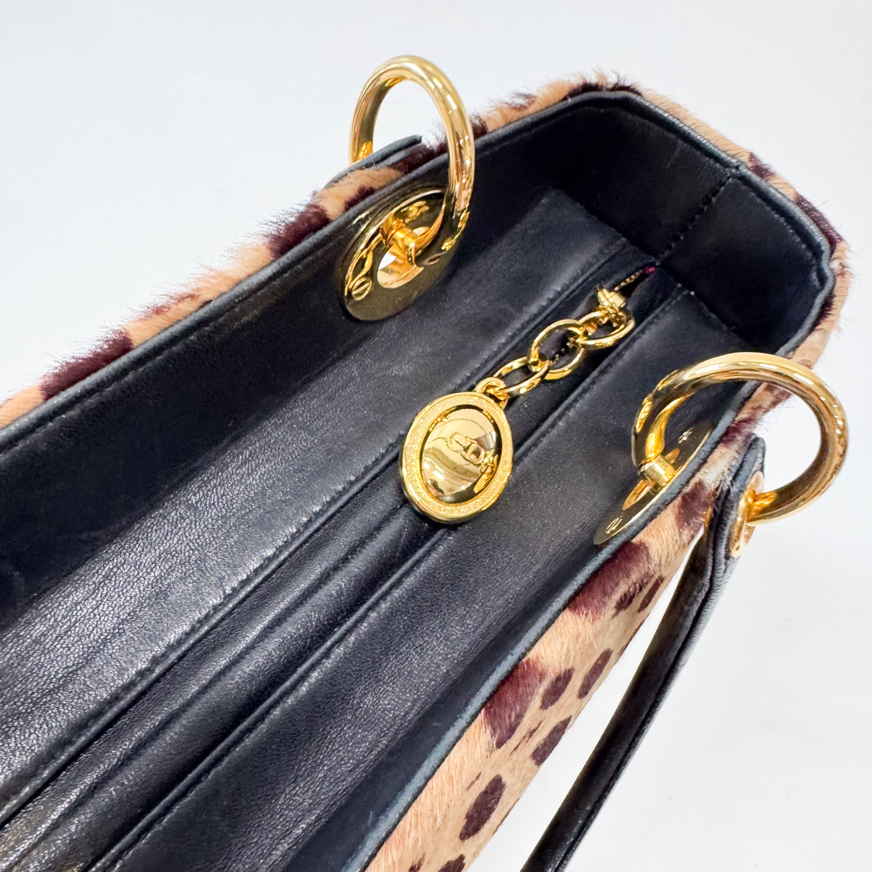 Lady Dior Leopard Pony Hair Hand Bag