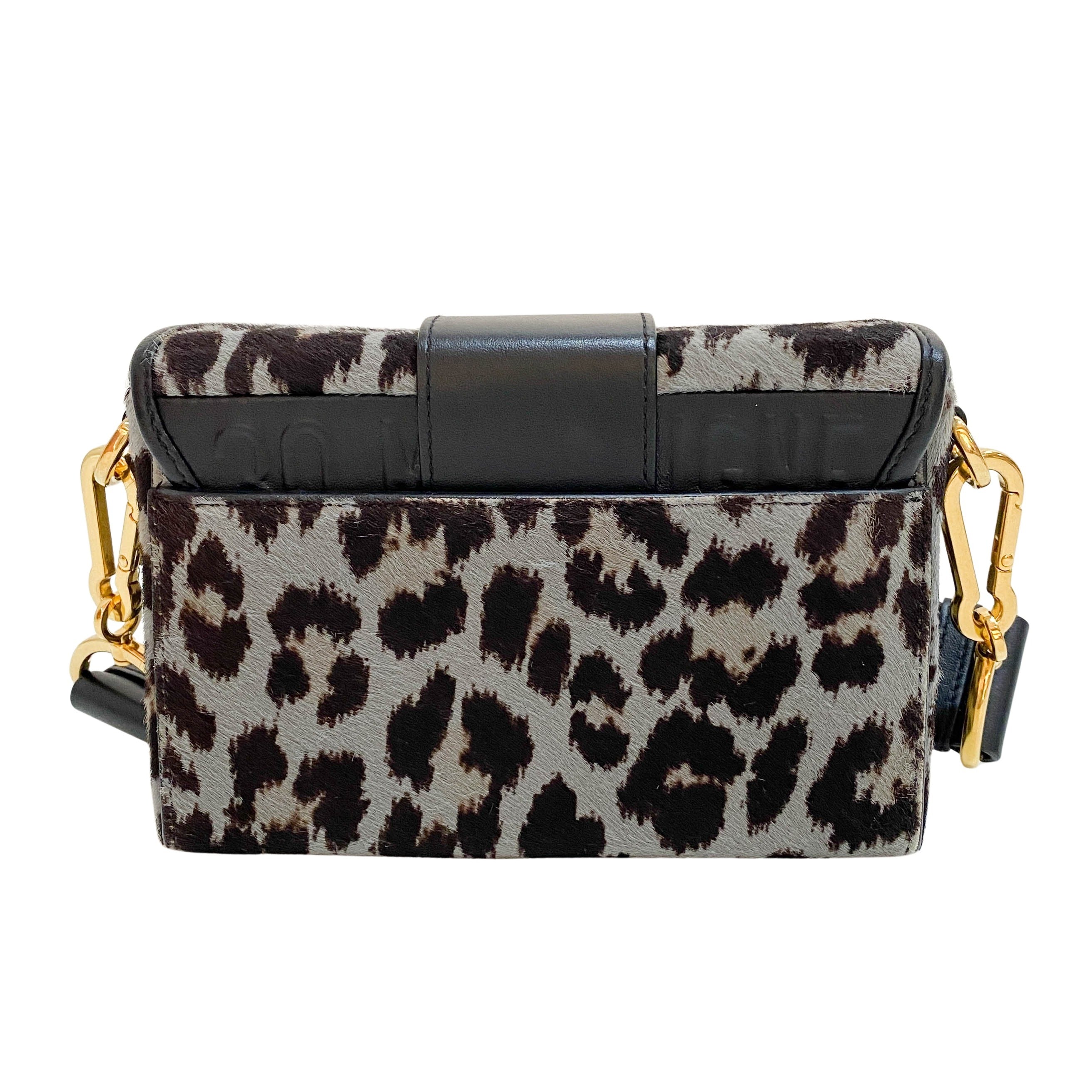 30 Montaigne Grey Leopard Print Pony Hair Shoulder Bag