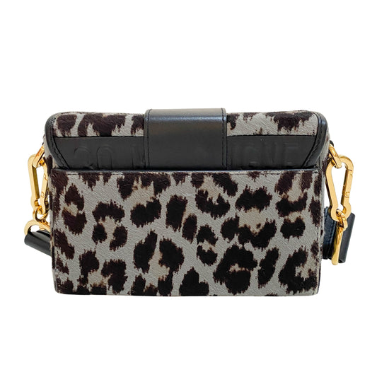 30 Montaigne Grey Leopard Print Pony Hair Shoulder Bag