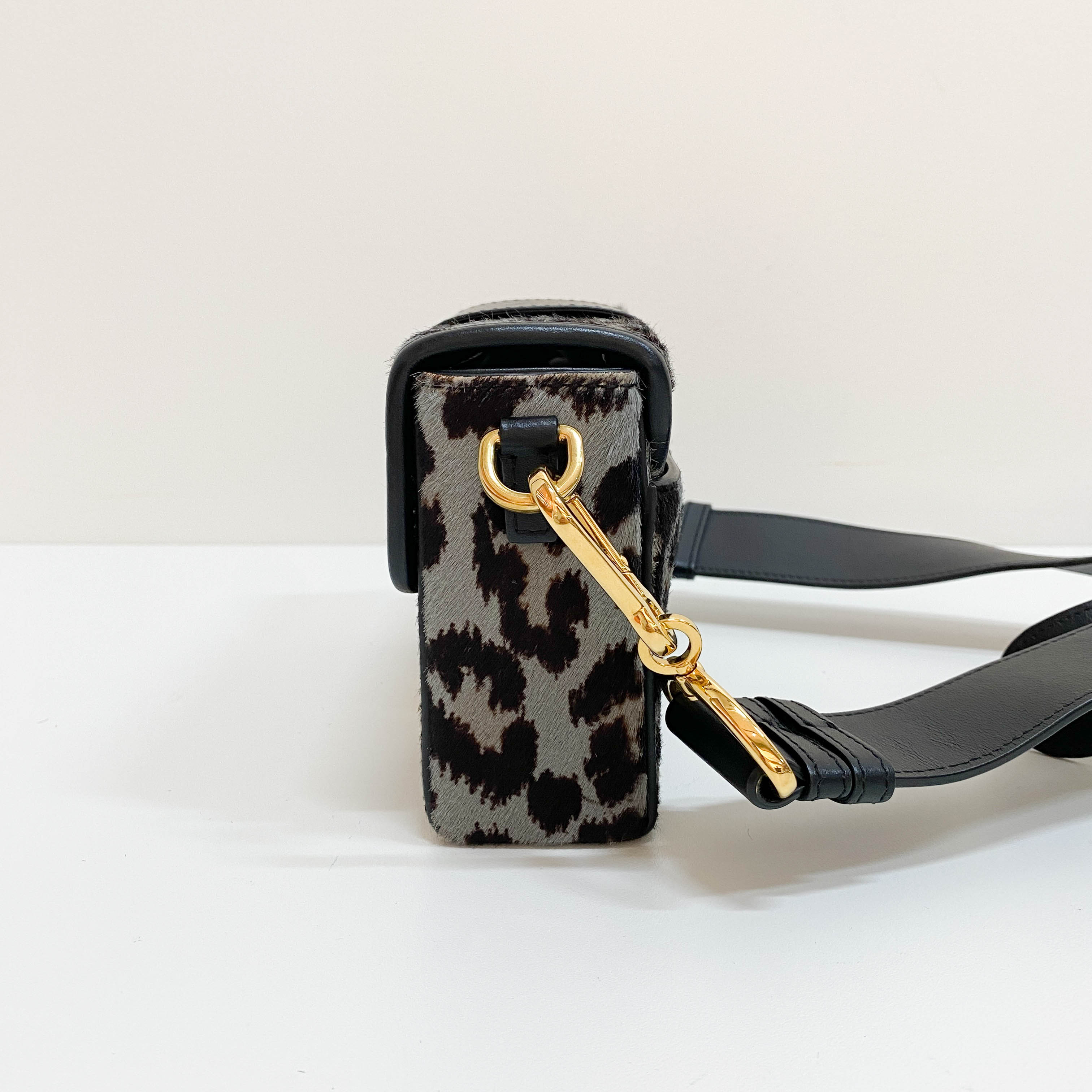 30 Montaigne Grey Leopard Print Pony Hair Shoulder Bag