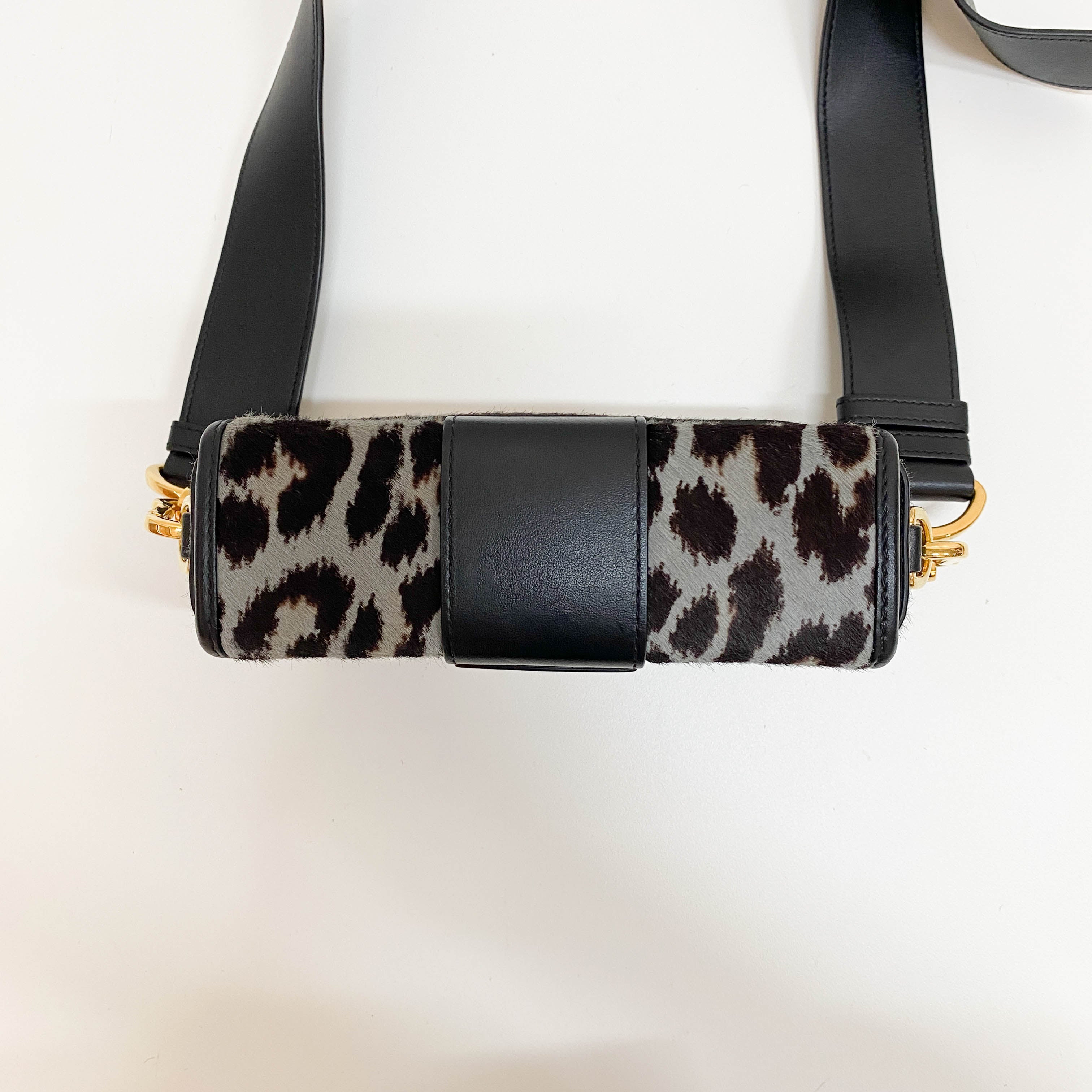 30 Montaigne Grey Leopard Print Pony Hair Shoulder Bag