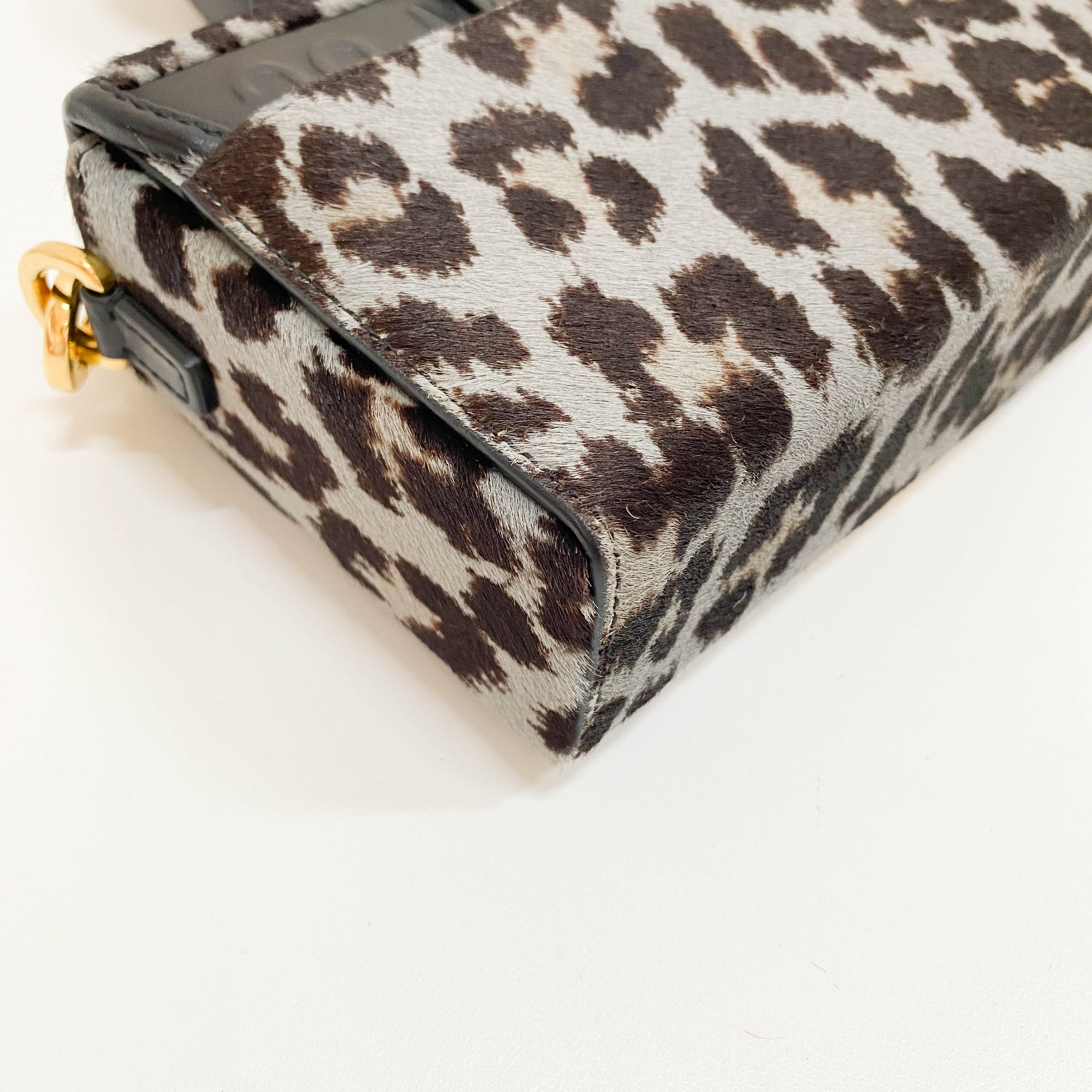 30 Montaigne Grey Leopard Print Pony Hair Shoulder Bag