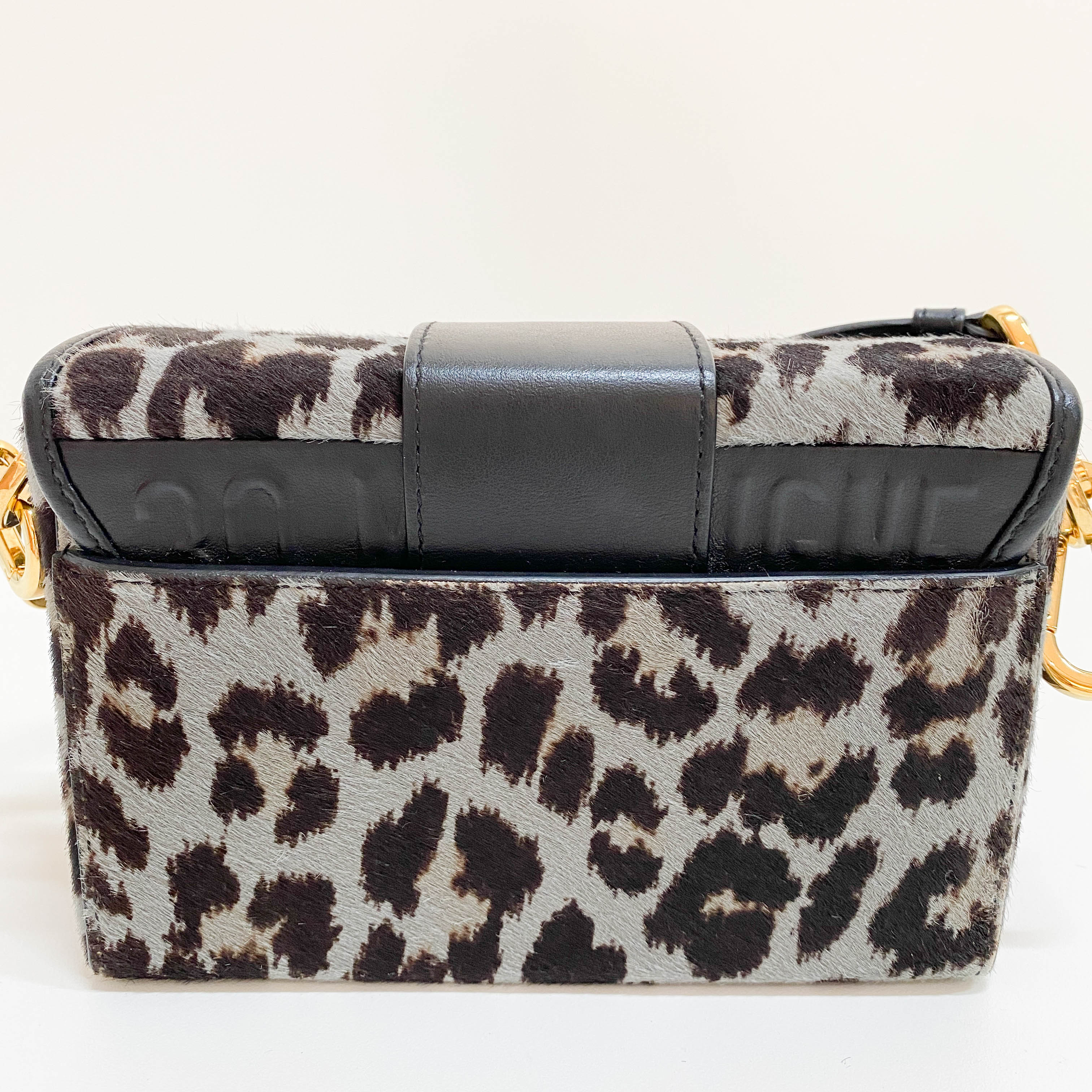 30 Montaigne Grey Leopard Print Pony Hair Shoulder Bag