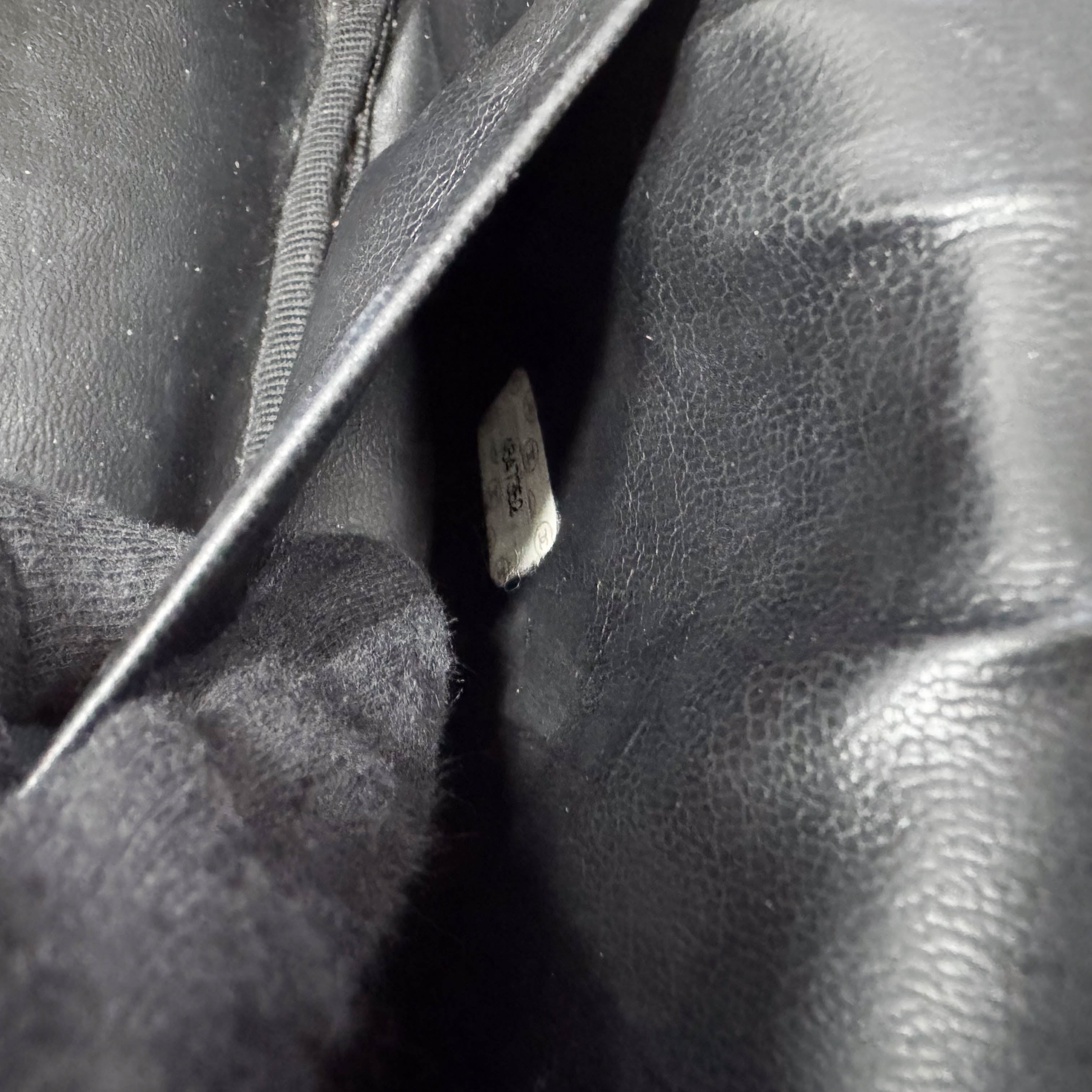 Black Grain Calf Skin Vanity Hand Bag