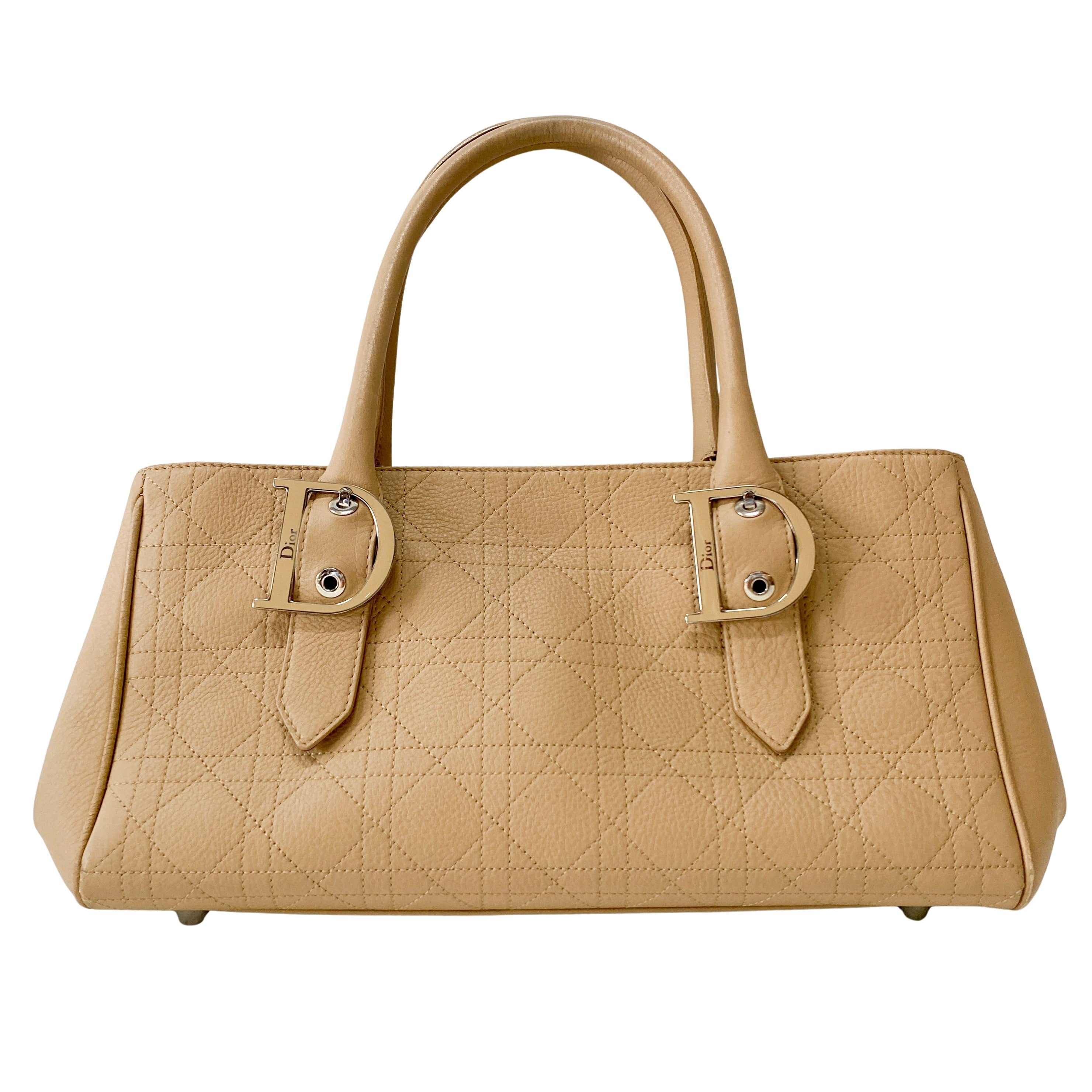 Beige Leather Handle Bag