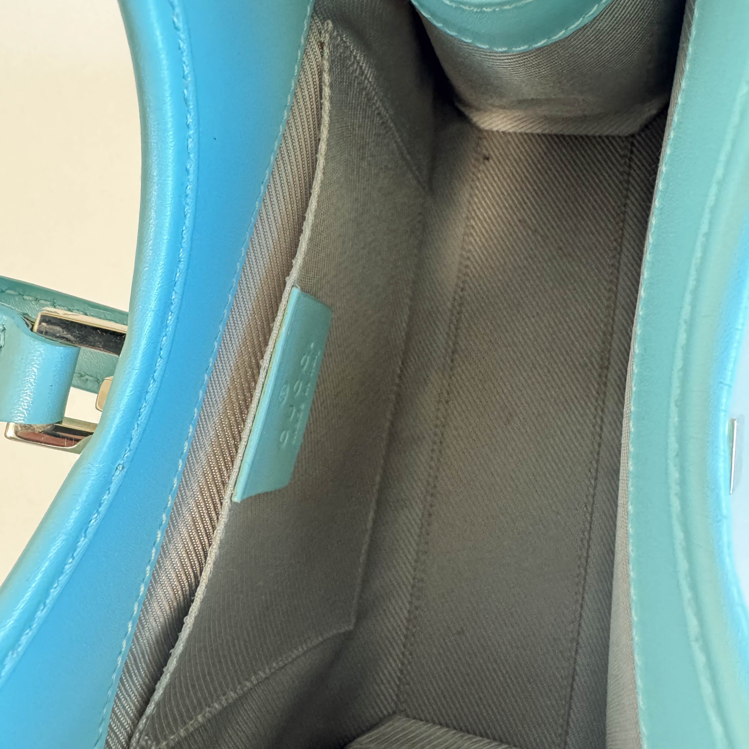 GG Leather Light Blue Mini Jackie Handbag