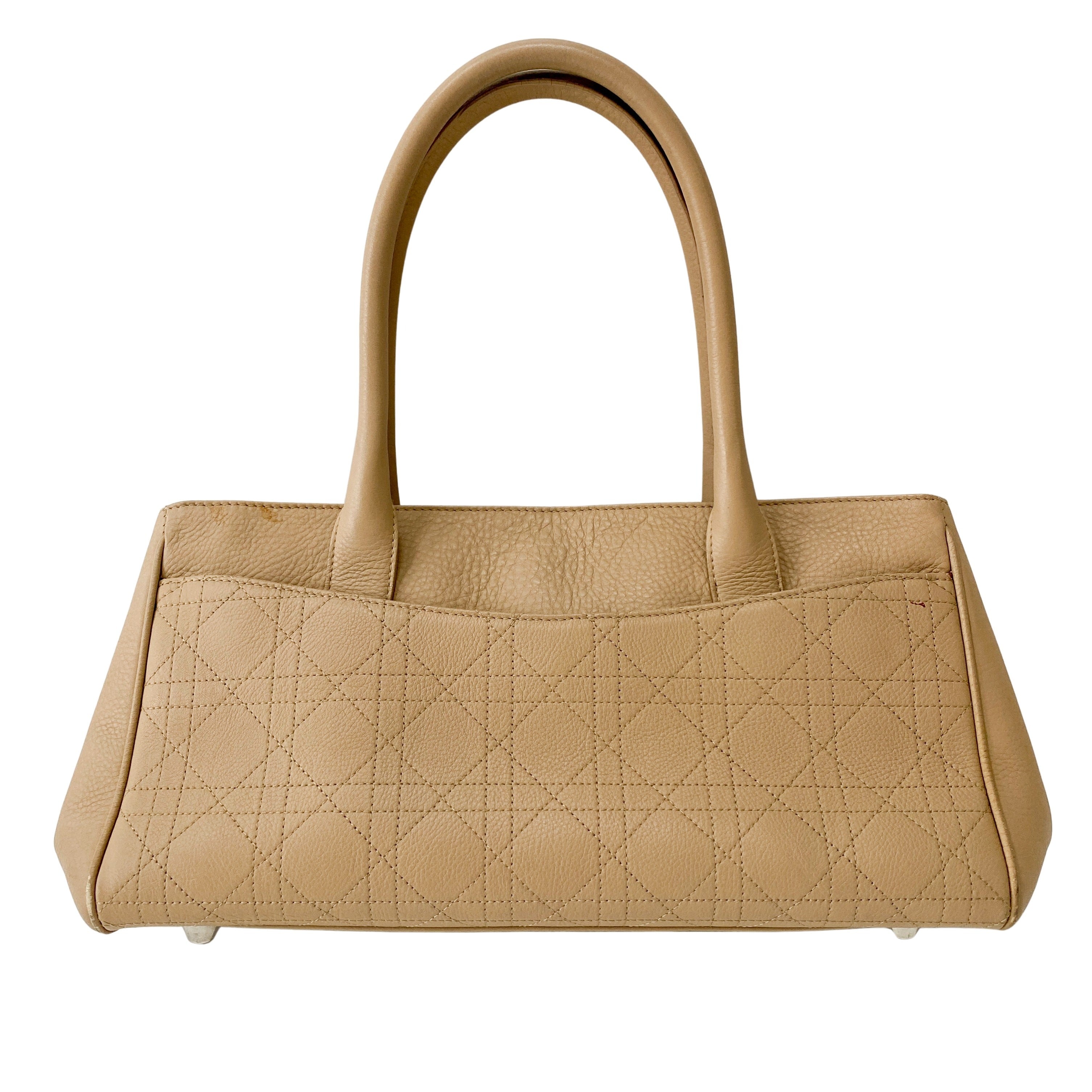 Beige Leather Handle Bag