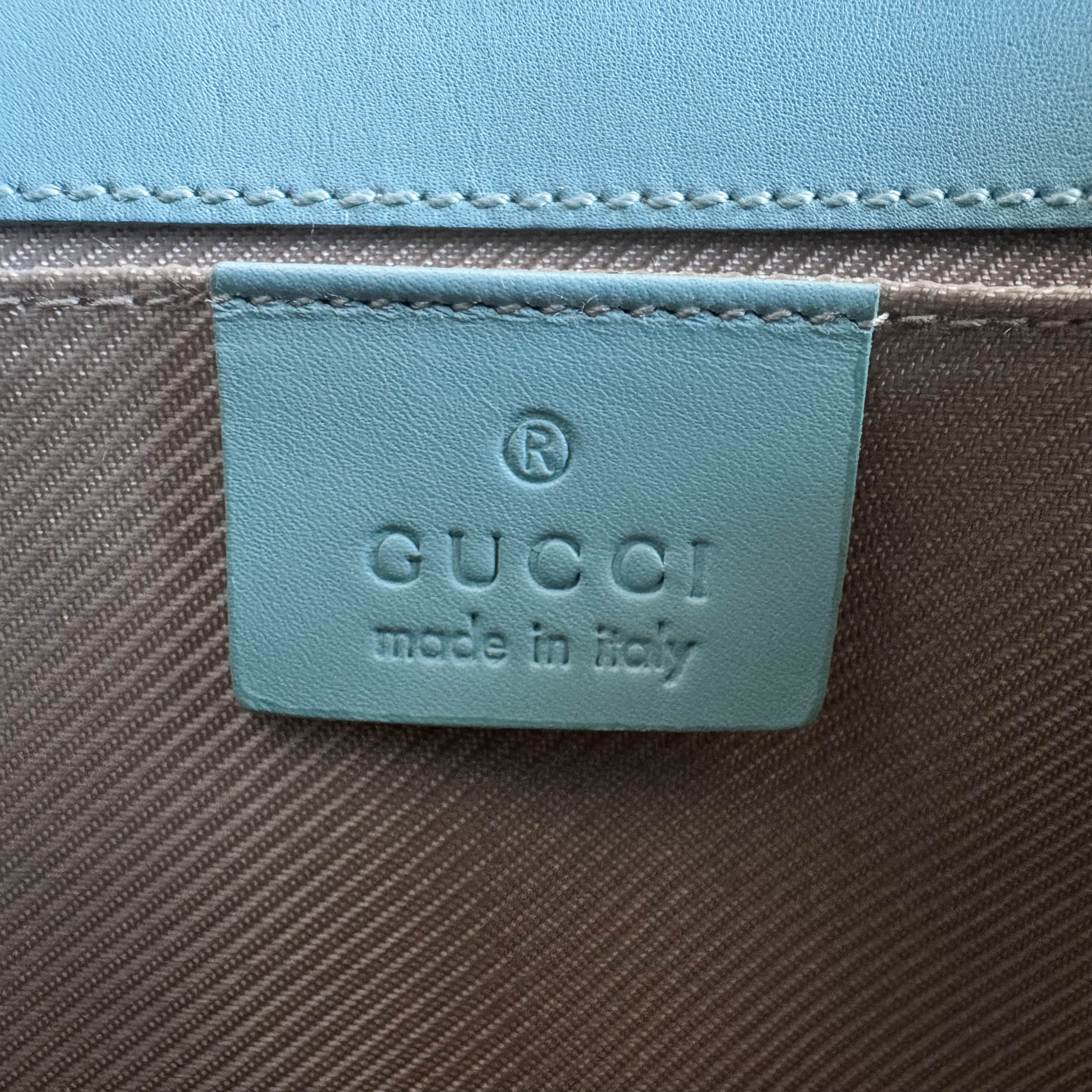 GG Leather Light Blue Mini Jackie Handbag