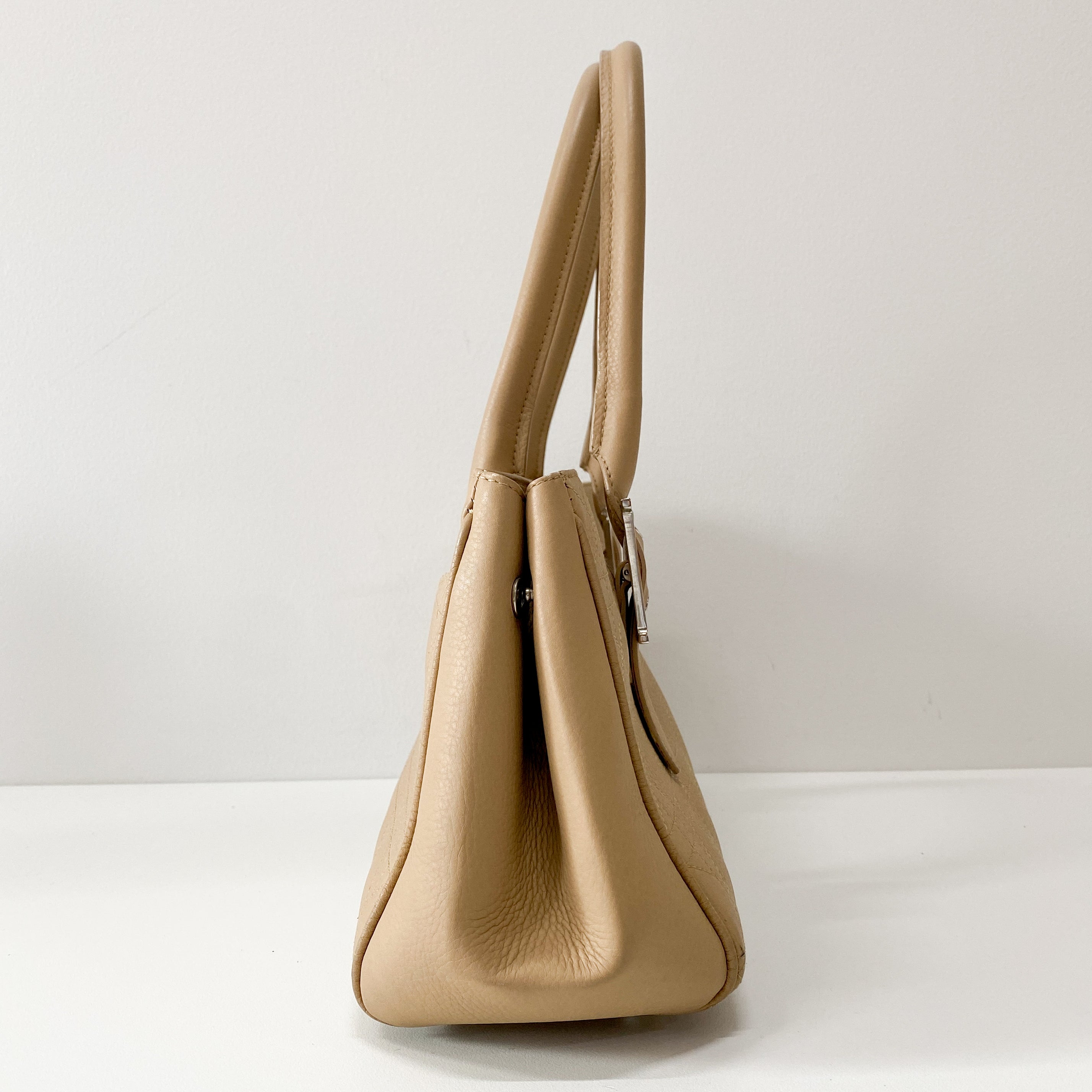 Beige Leather Handle Bag