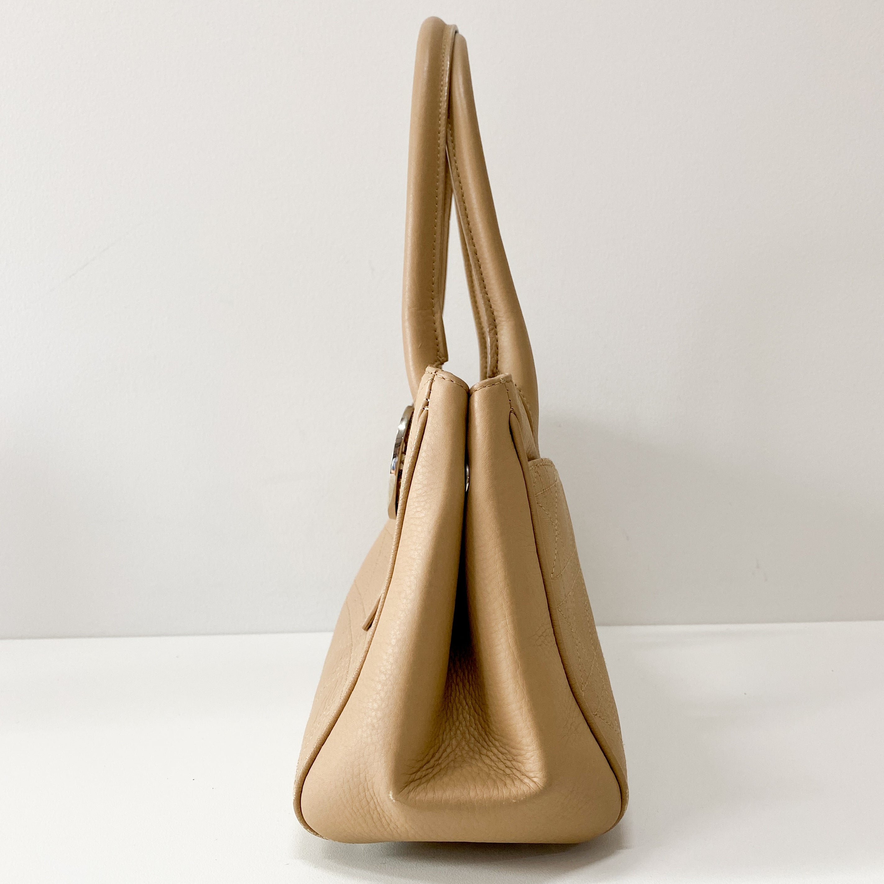 Beige Leather Handle Bag