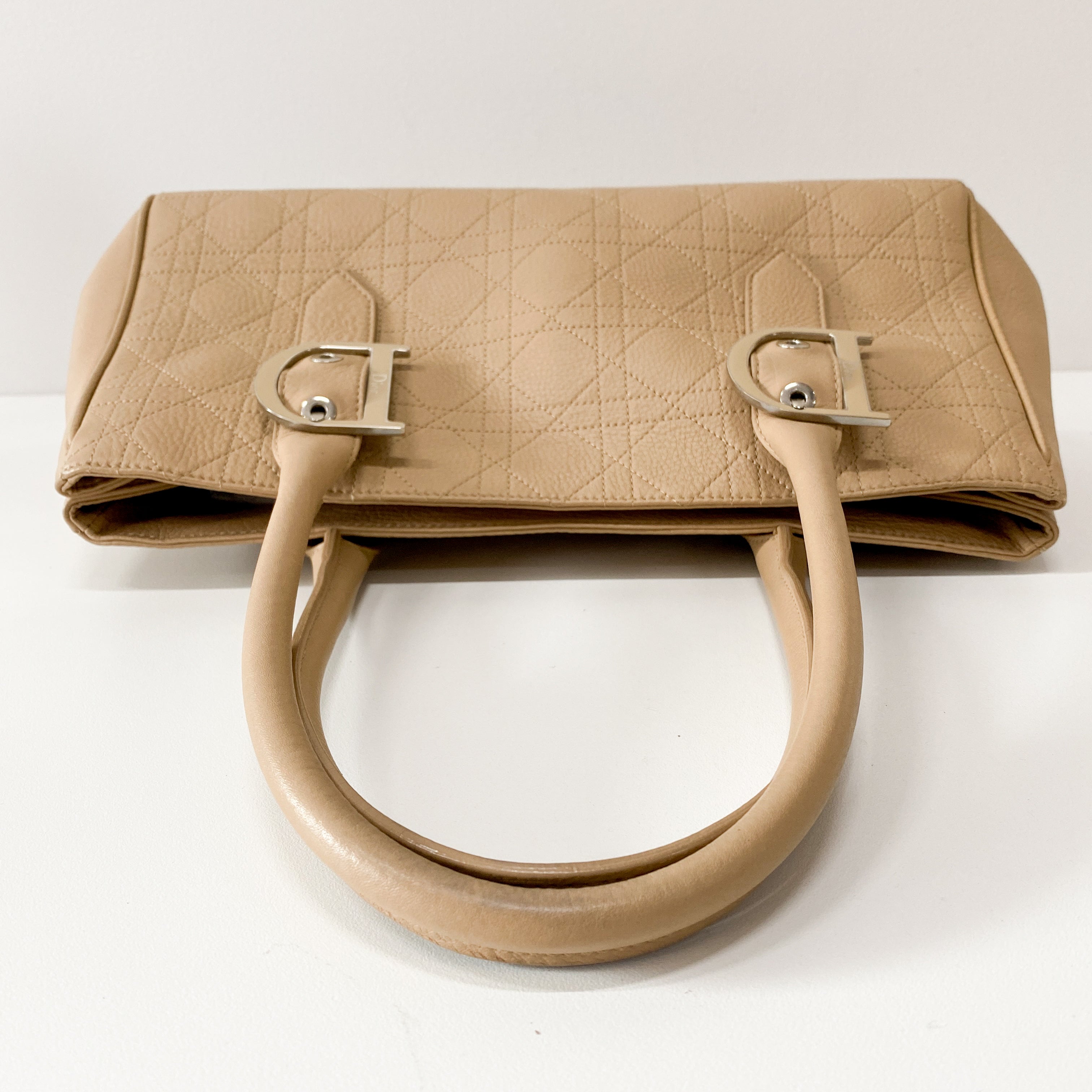 Beige Leather Handle Bag