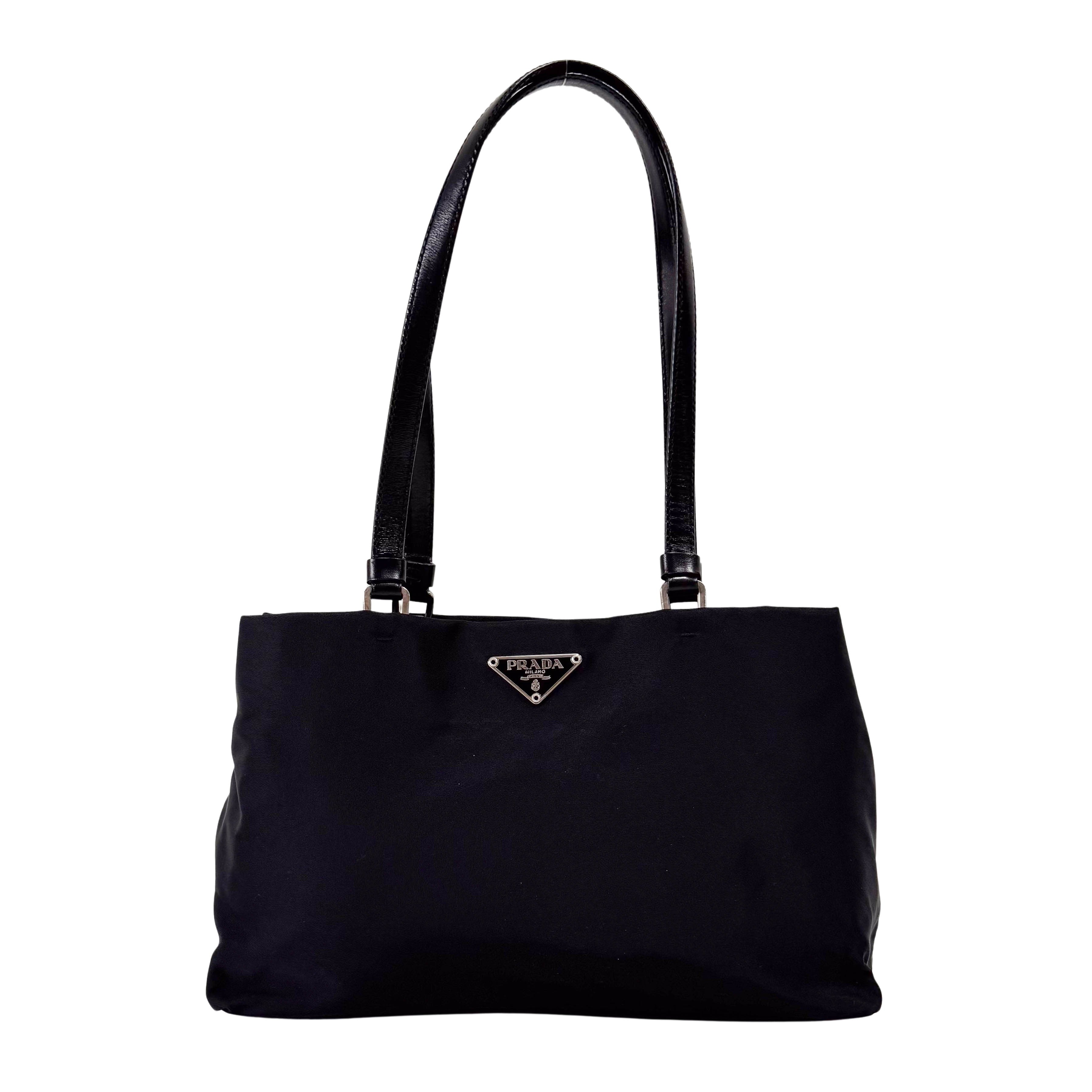 Tessuto Black Nylon Shoulder Bag
