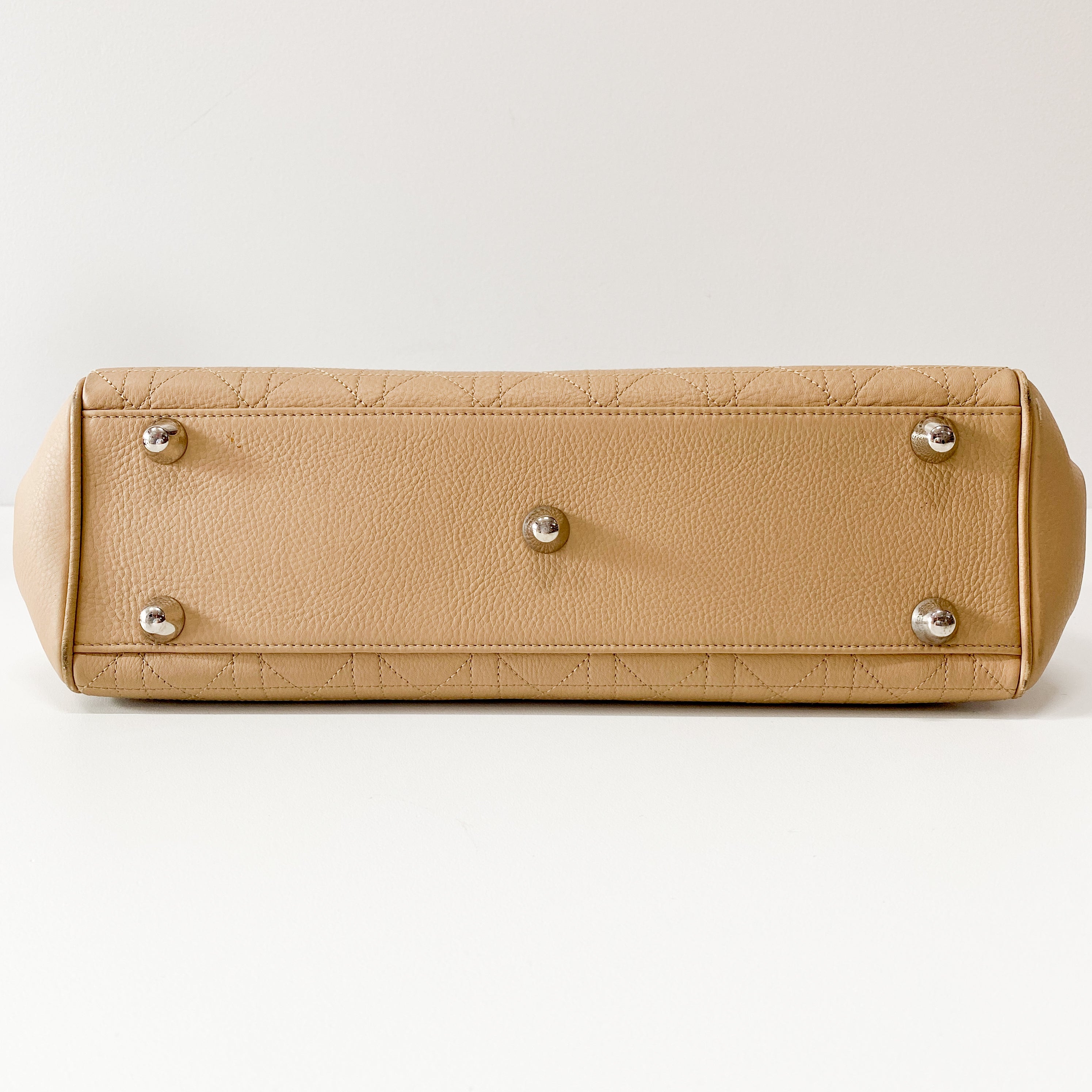 Beige Leather Handle Bag
