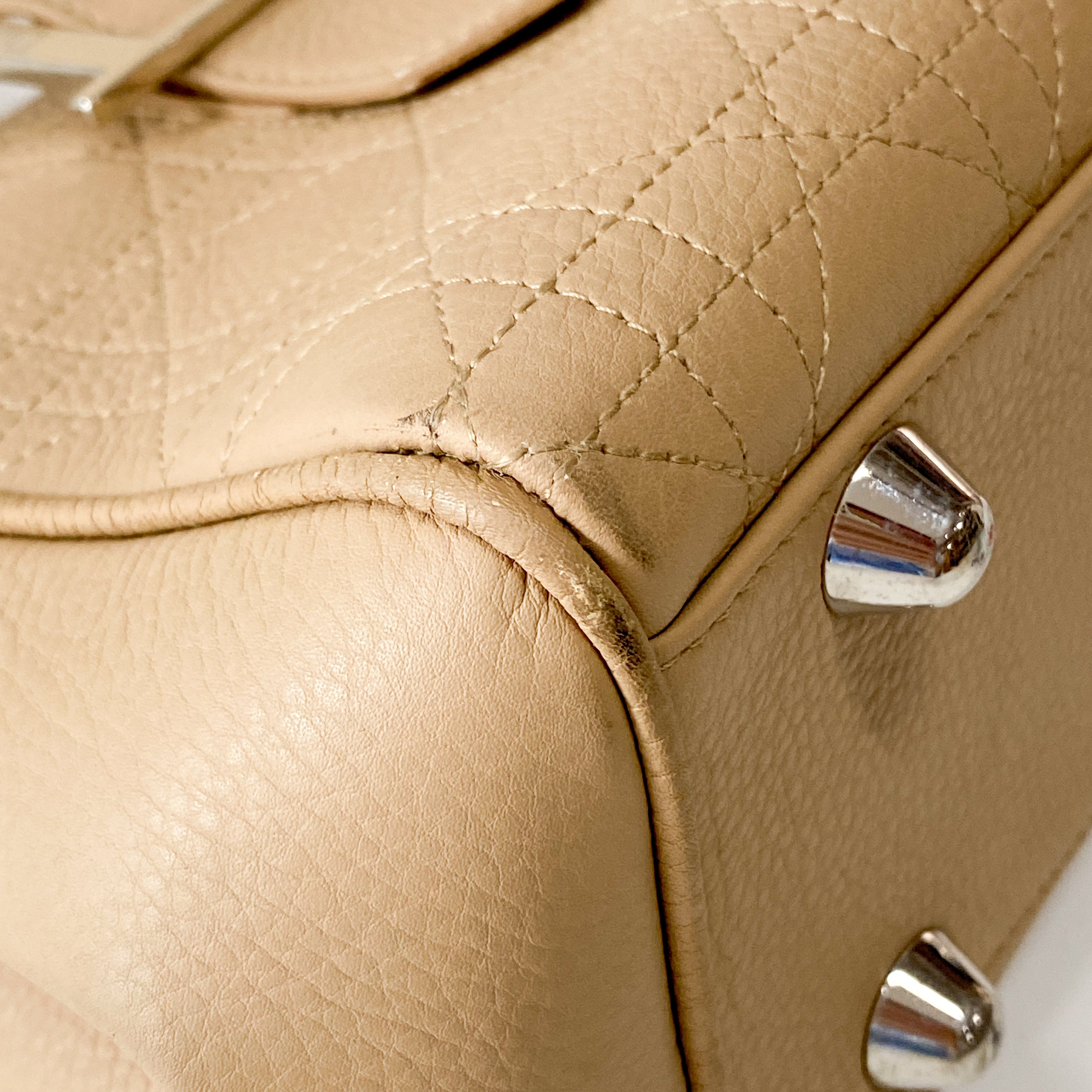 Beige Leather Handle Bag