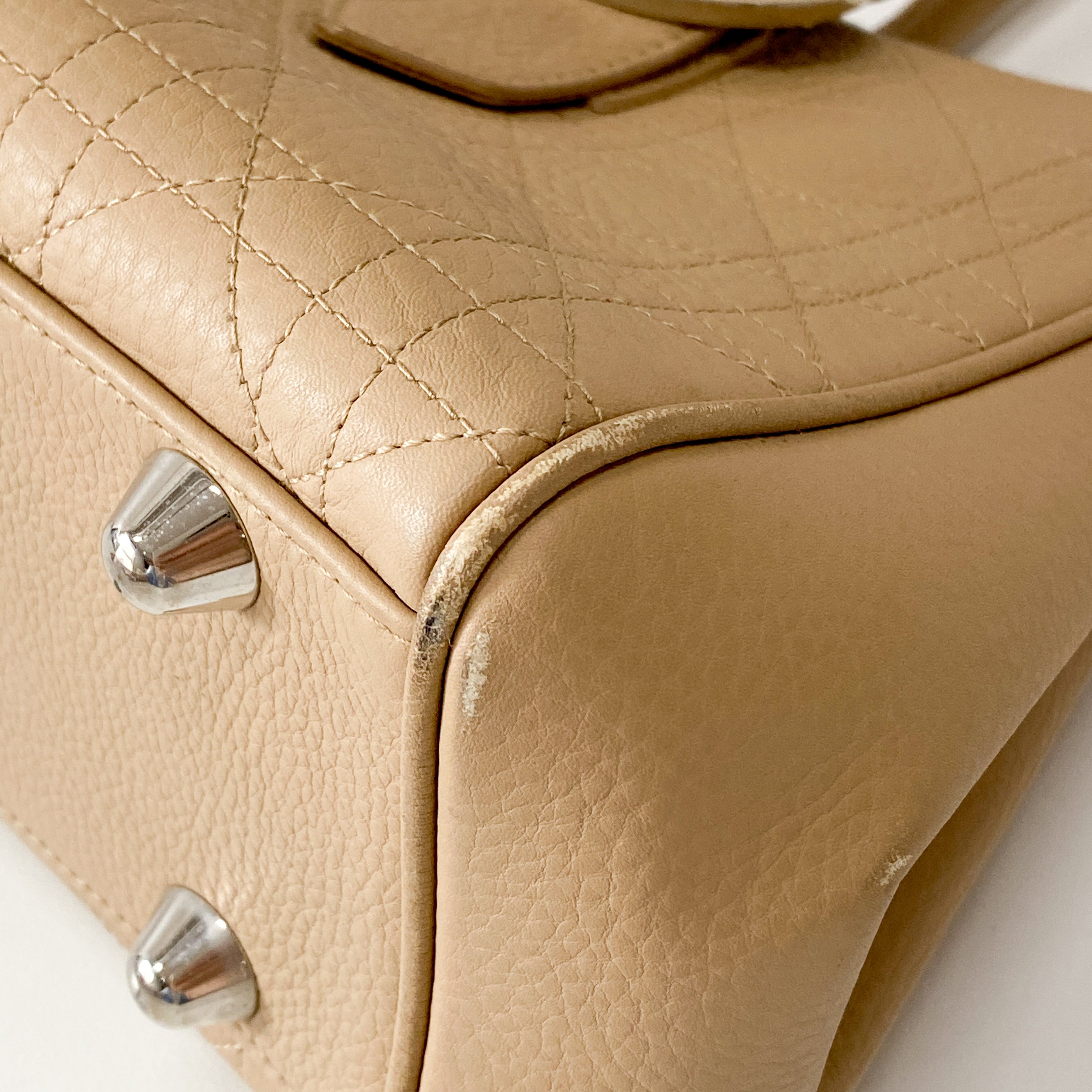 Beige Leather Handle Bag
