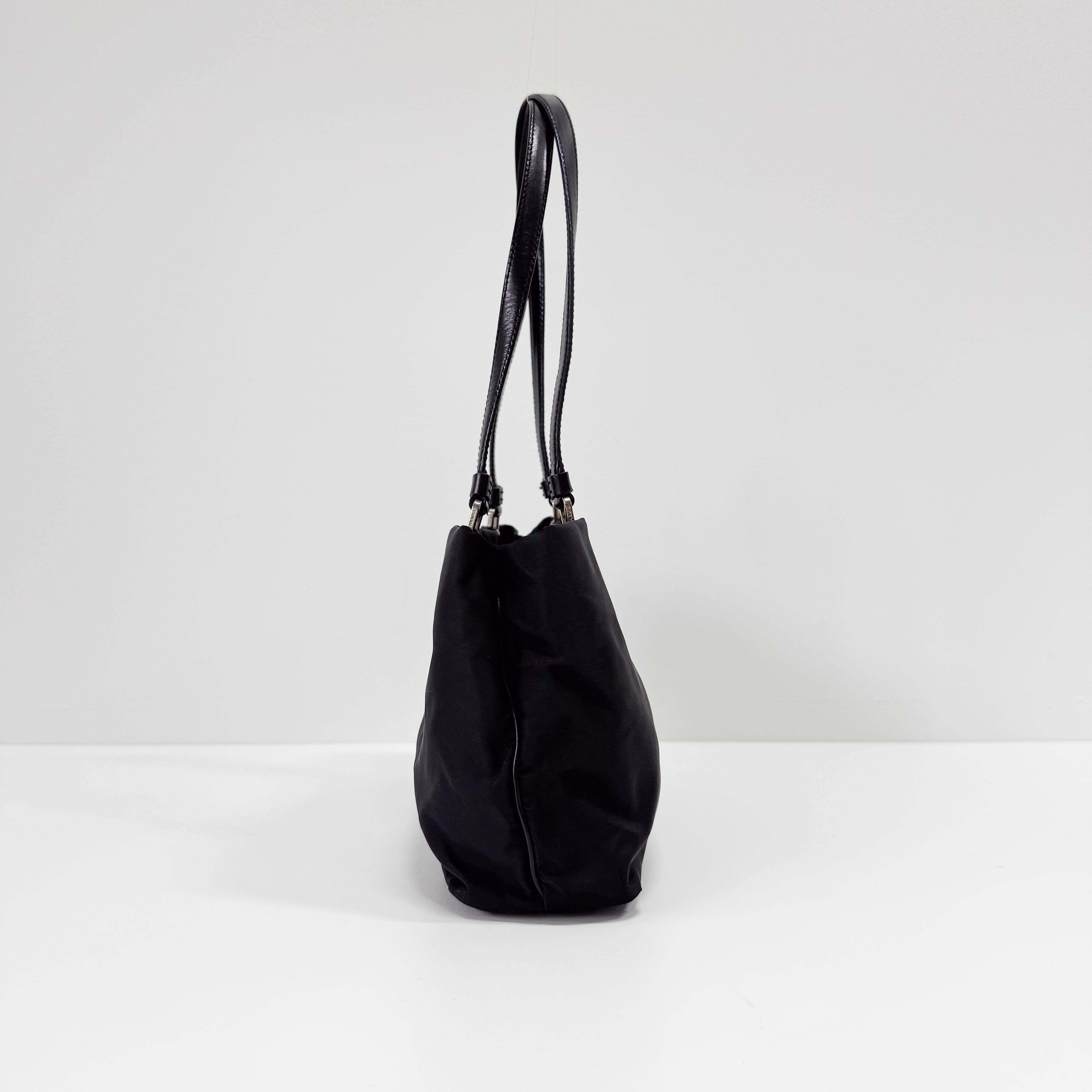 Tessuto Black Nylon Shoulder Bag