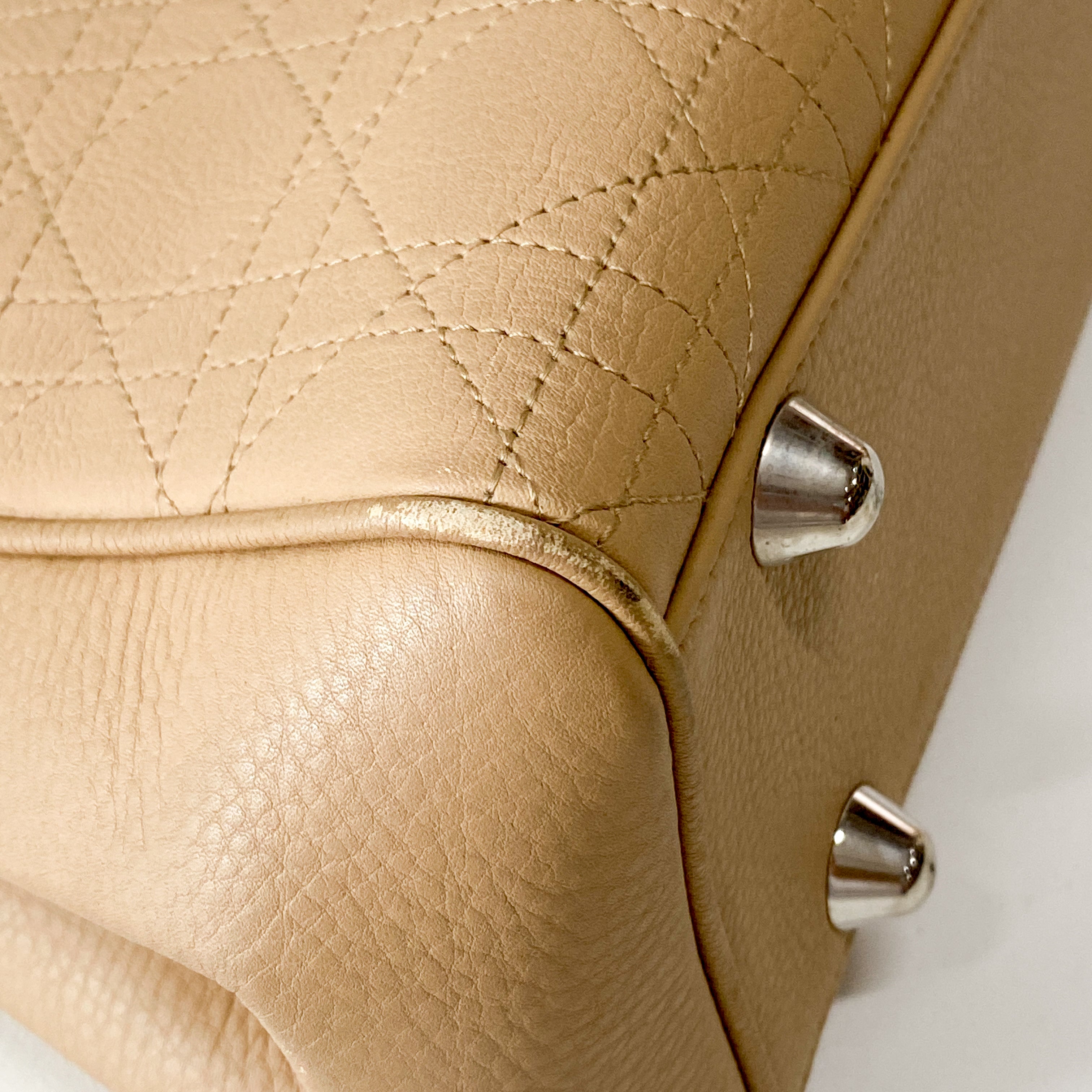 Beige Leather Handle Bag